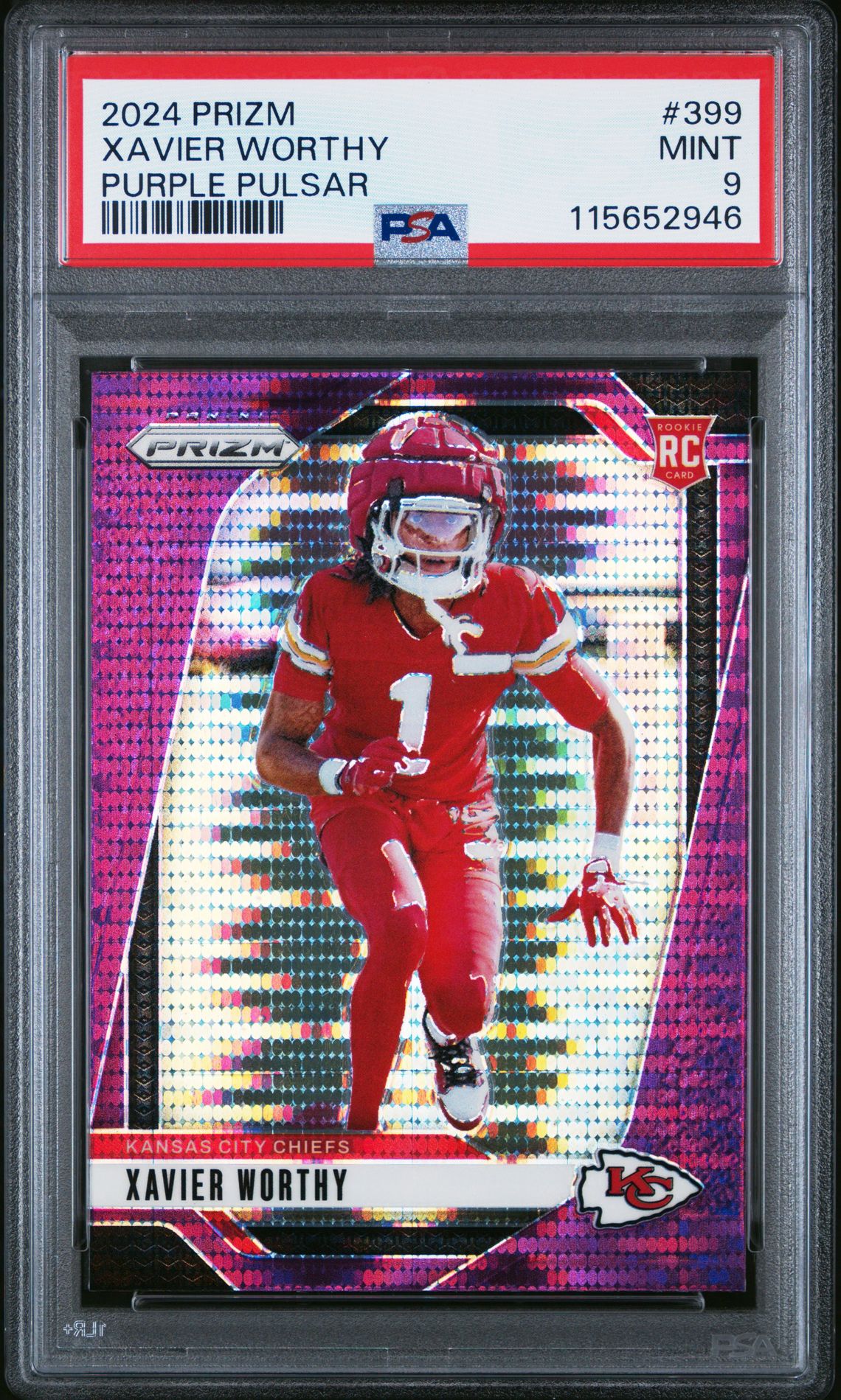 2024 Panini Prizm Xavier Worthy #399 (Purple Pulsar) Mint 9 front