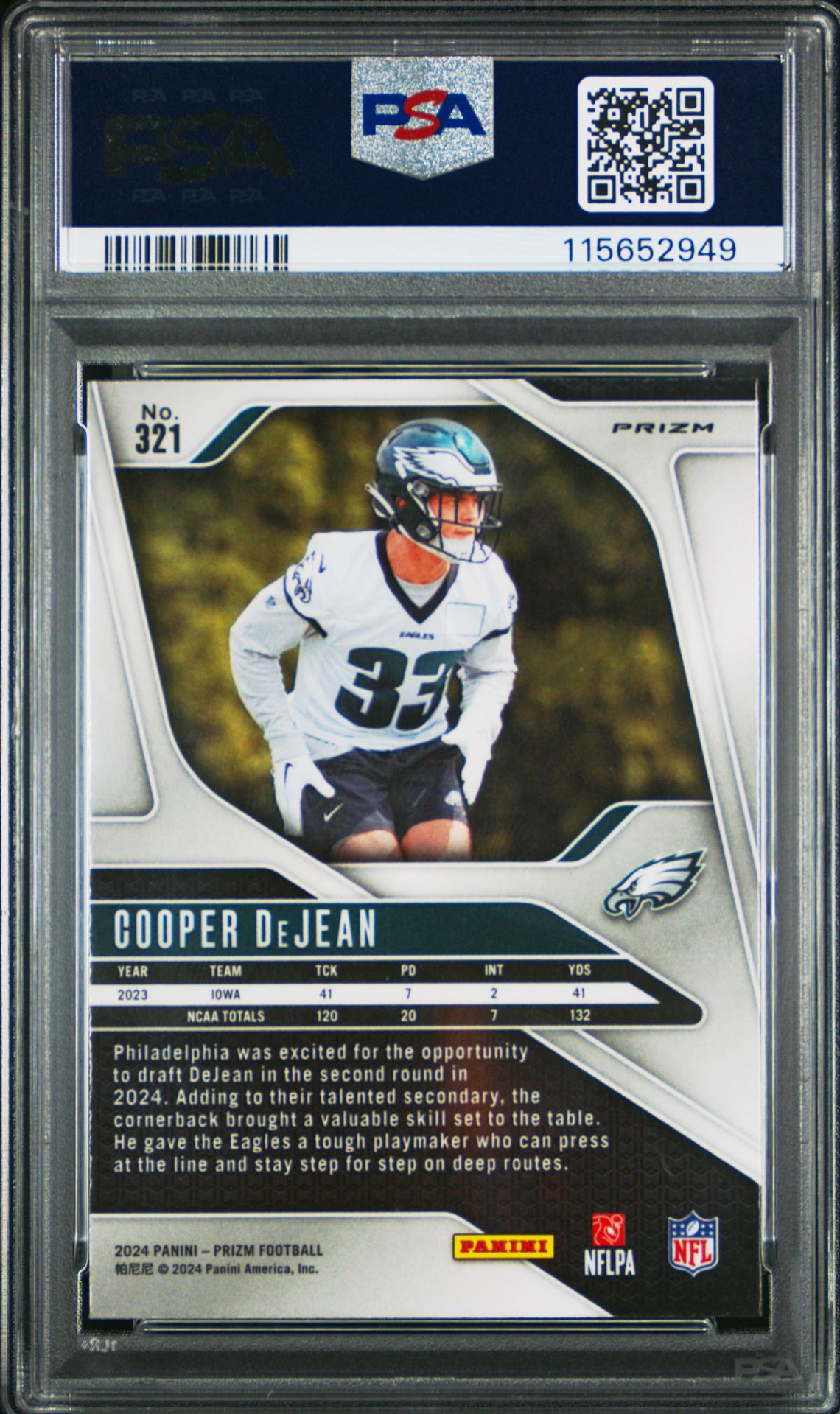 2024 Panini Prizm Cooper Dejean #321 (Lazer Prizm) Nm-Mt 8 back