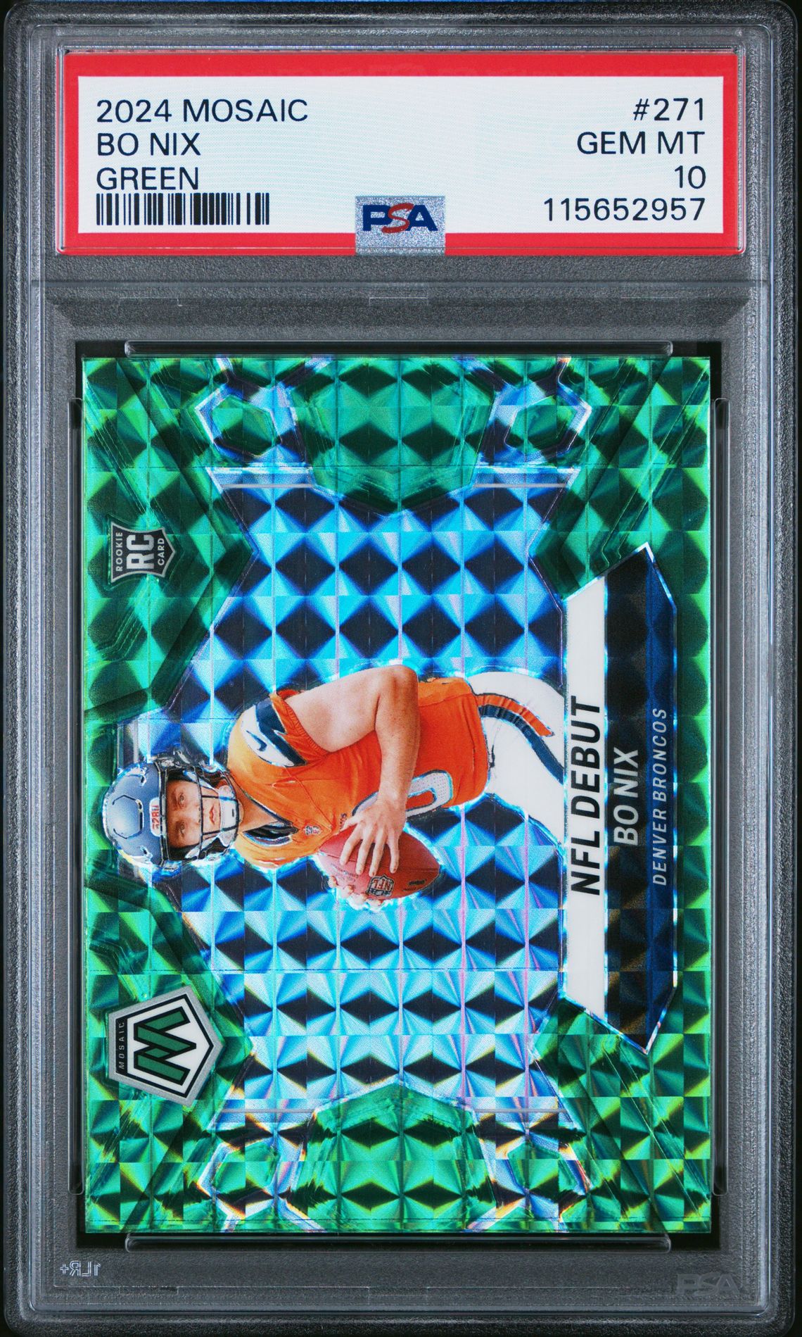 2024 Panini Mosaic Bo Nix #271 (Green) Gem Mt 10 front