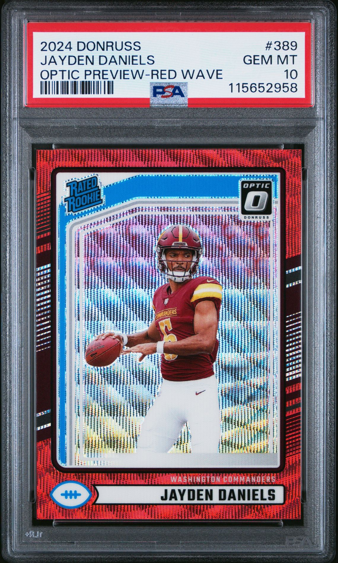 2024 Panini Donruss Jayden Daniels #389 (Optic Preview-Red Wave) Gem Mt 10 front