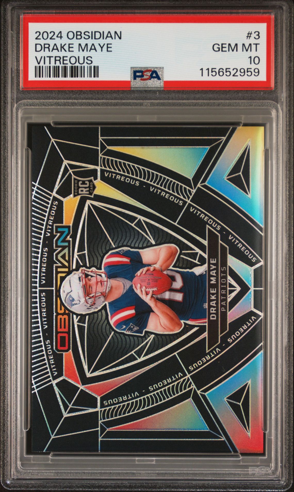 2024 Panini Obsidian Vitreous Drake Maye #3 Gem Mt 10 front