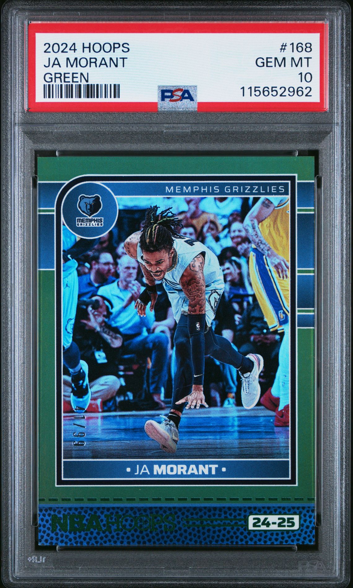 2024 Panini Nba Hoops Ja Morant #168 (Green) Gem Mt 10 front