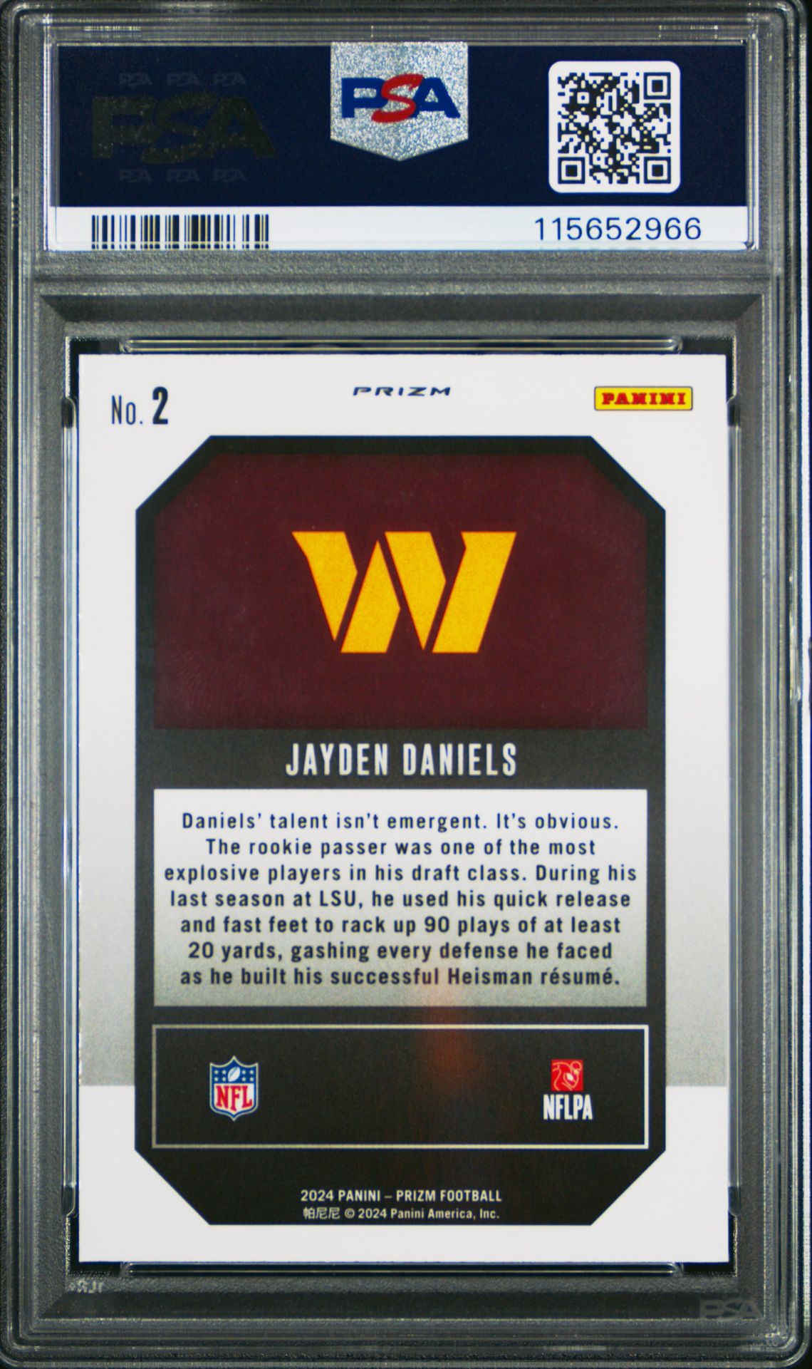 2024 Panini Prizm Emergent Jayden Daniels #2 (Emergent-Green Prizm) Gem Mt 10 back