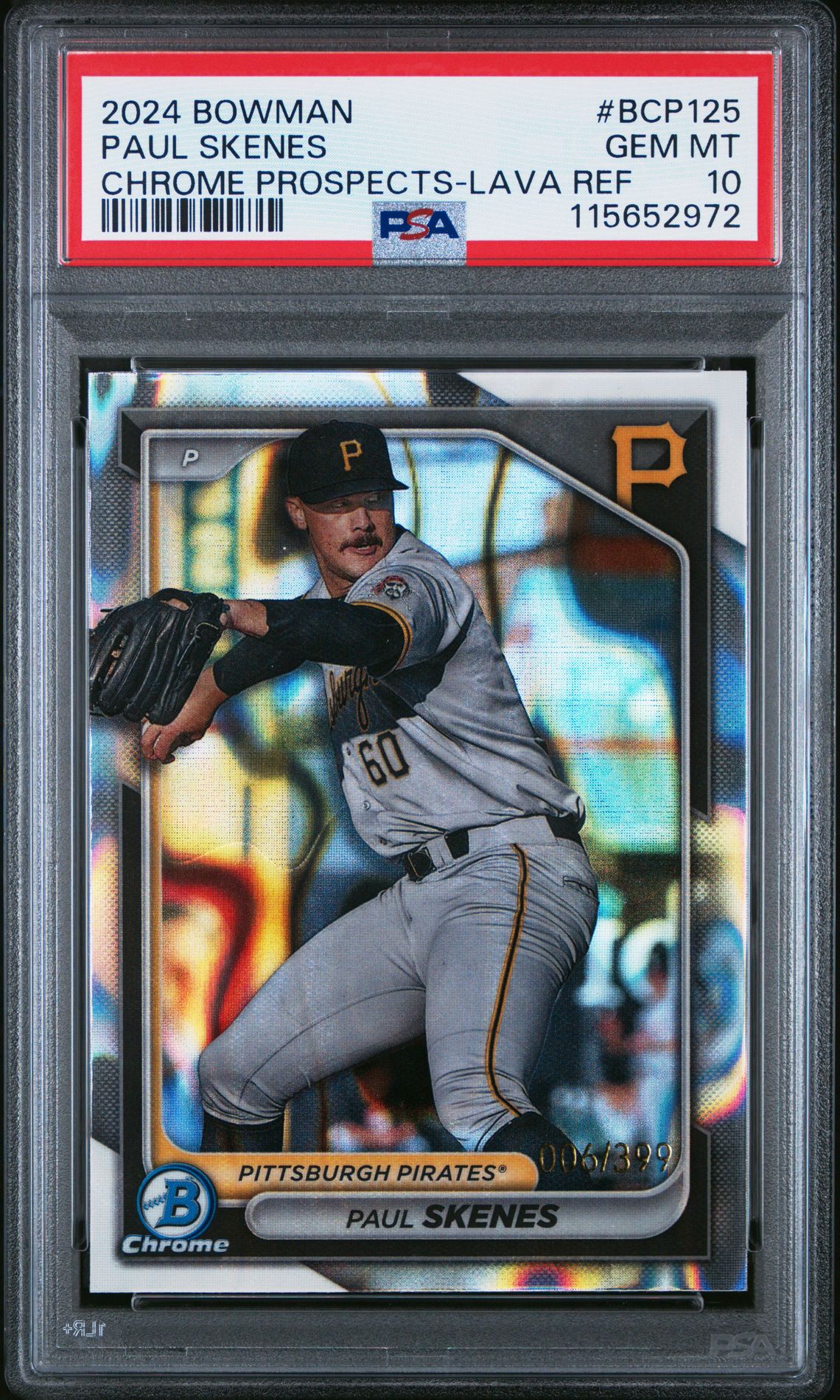 2024 Bowman Chrome Prospects Paul Skenes #Bcp125 (Chrome Prospects-Lava Ref) Gem Mt 10 front