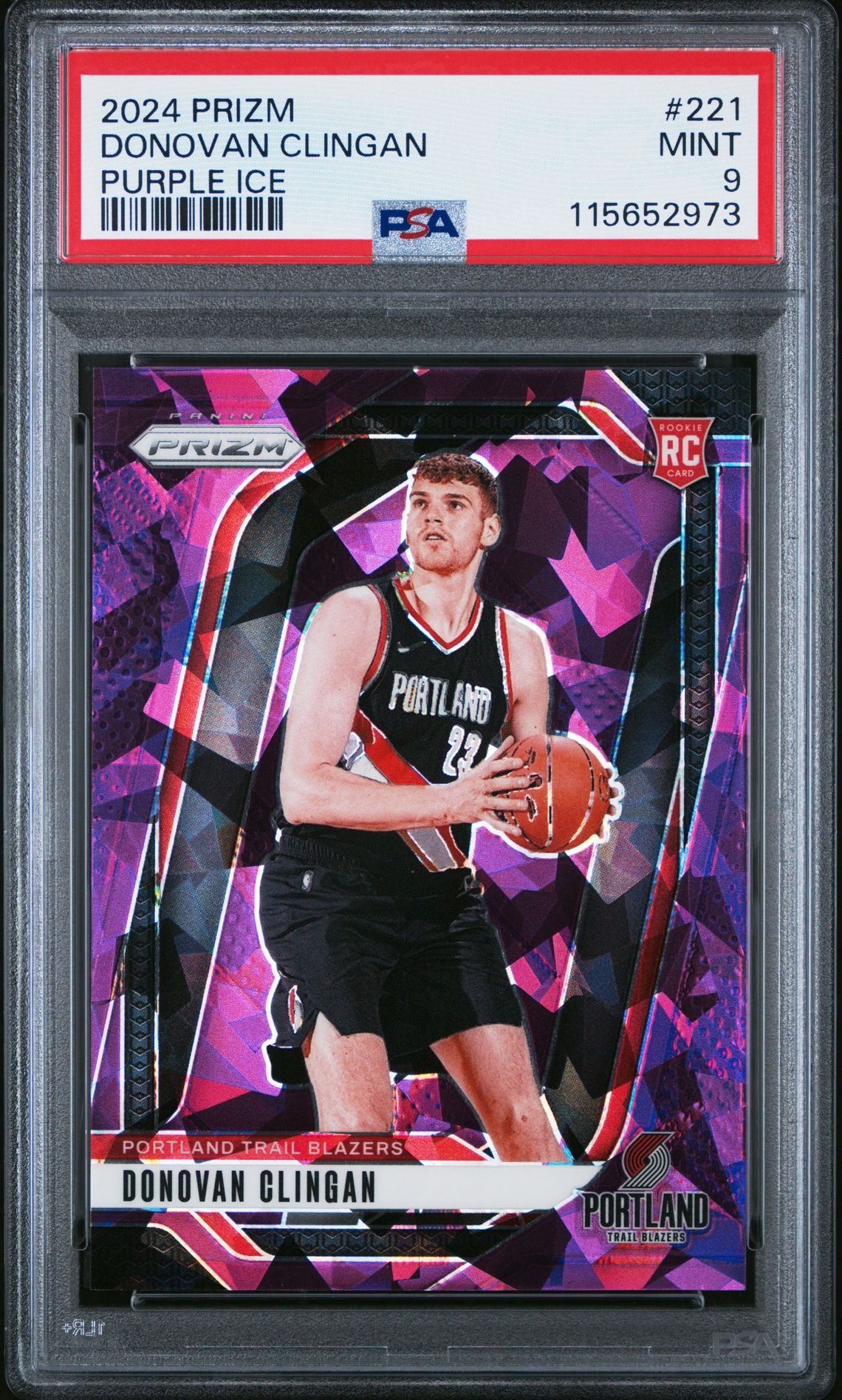 2024 Panini Prizm Donovan Clingan #221 (Purple Ice) Mint 9 front