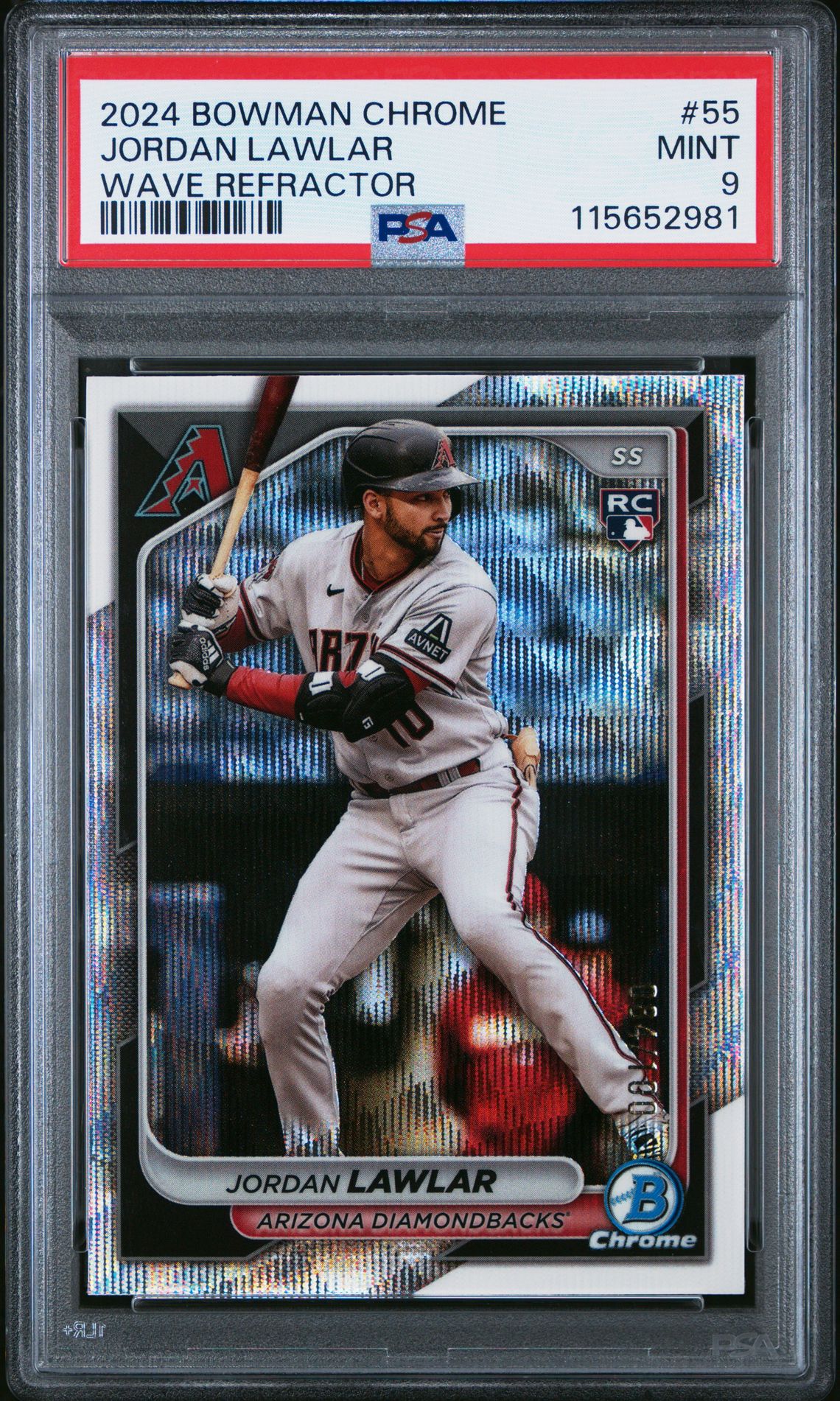 2024 Bowman Chrome Jordan Lawlar #55 (Wave Refractor) Mint 9 front