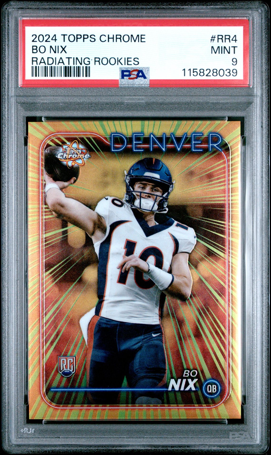 2024 Topps Chrome Radiating Rookies Bo Nix #Rr4 Mint 9 front