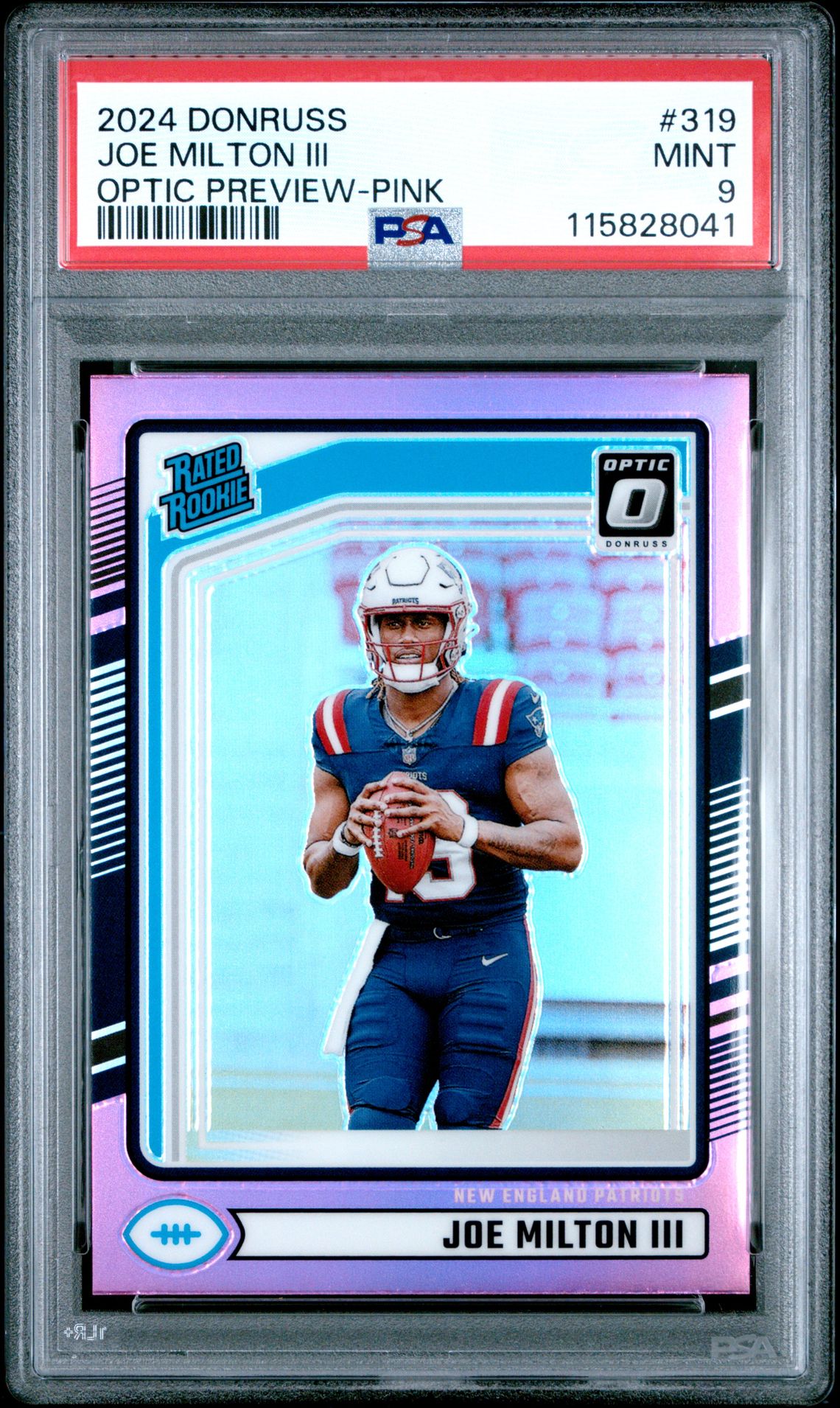 2024 Panini Donruss Joe Milton Iii #319 (Optic Preview-Pink) Mint 9 front