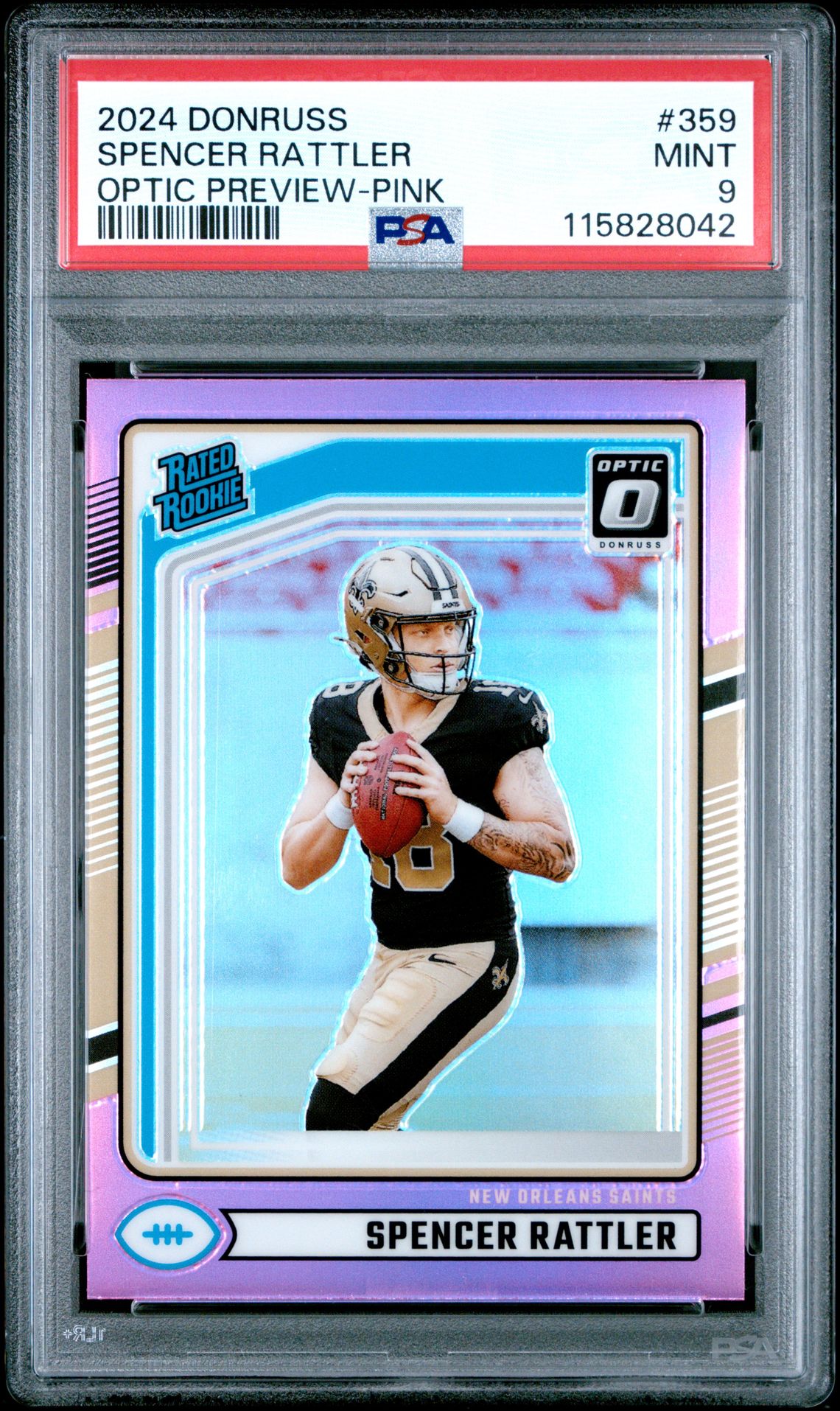 2024 Panini Donruss Spencer Rattler #359 (Optic Preview-Pink) Mint 9 front