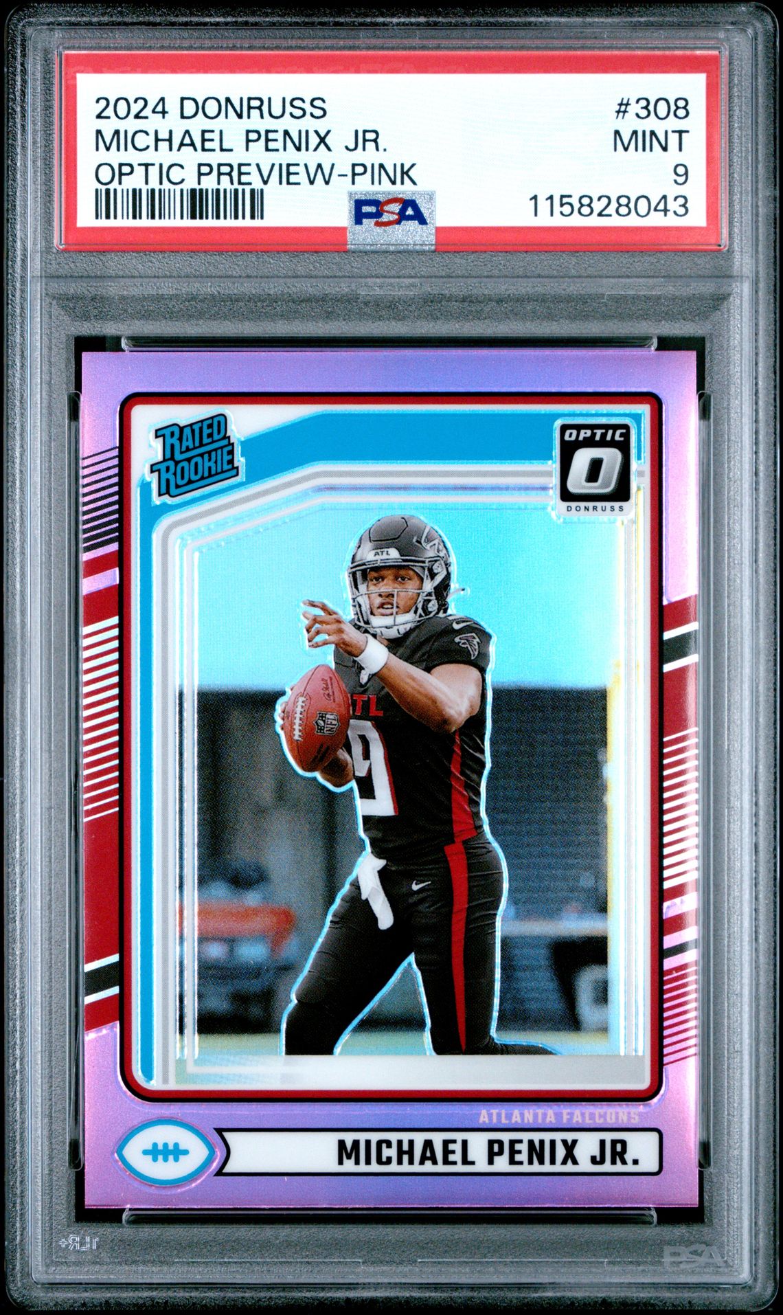 2024 Panini Donruss Michael Penix Jr. #308 (Optic Preview-Pink) Mint 9 front