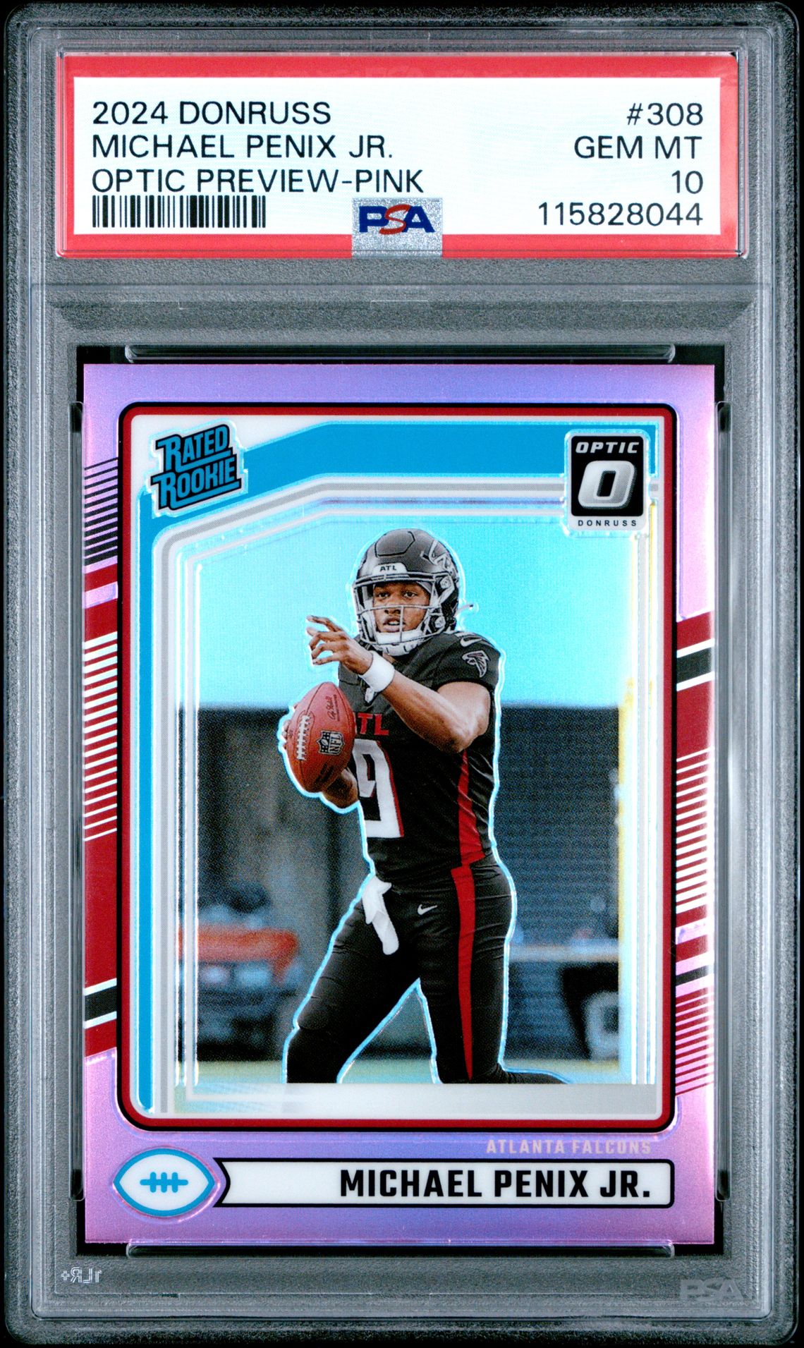 2024 Panini Donruss Michael Penix Jr. #308 (Optic Preview-Pink) Gem Mt 10 front