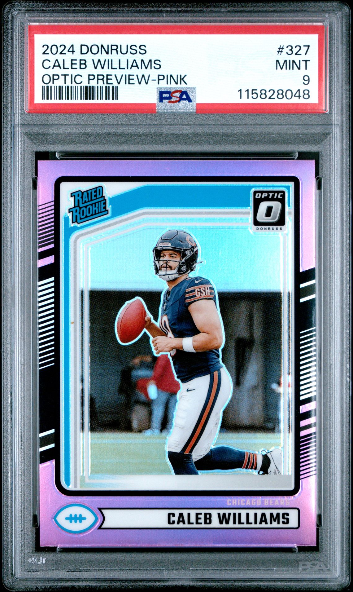 2024 Panini Donruss Caleb Williams #327 (Optic Preview-Pink) Mint 9 front