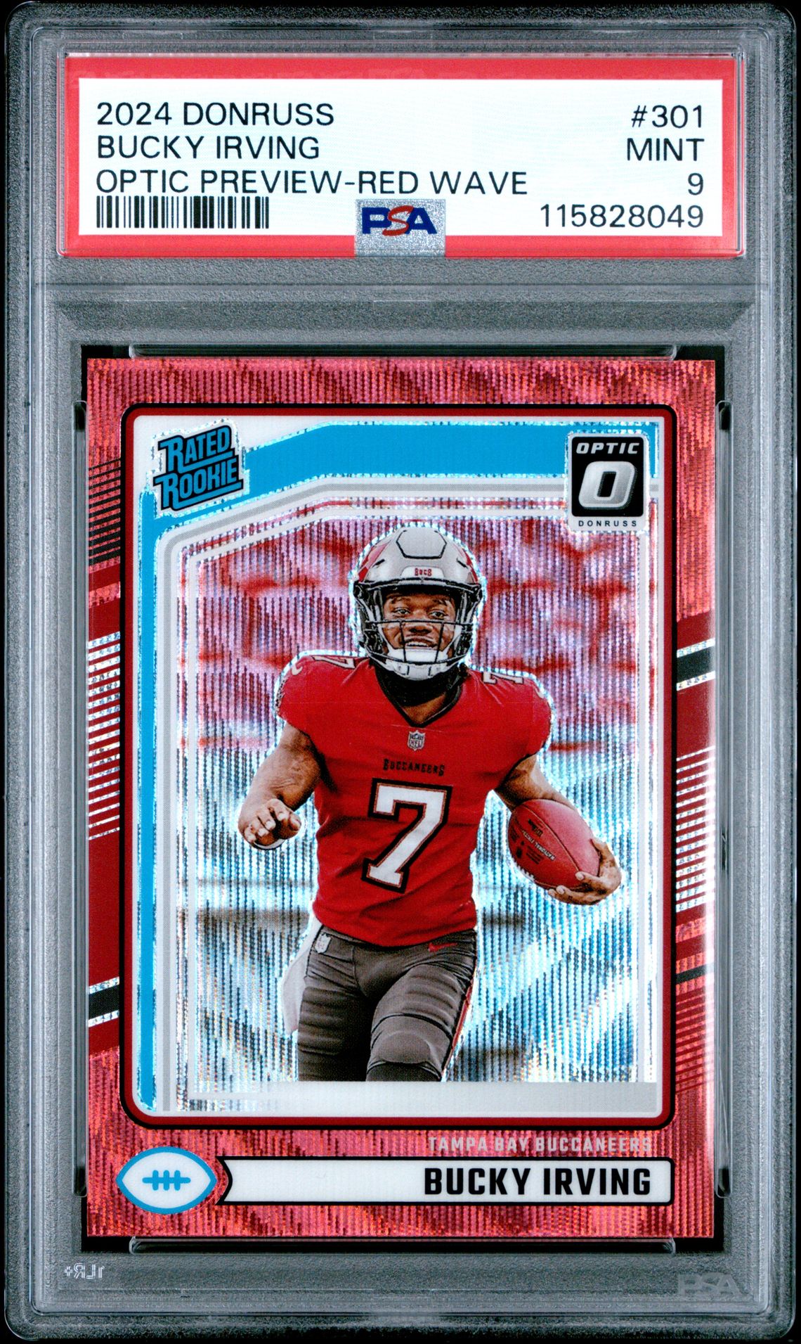 2024 Panini Donruss Bucky Irving #301 (Optic Preview-Red Wave) Mint 9 front