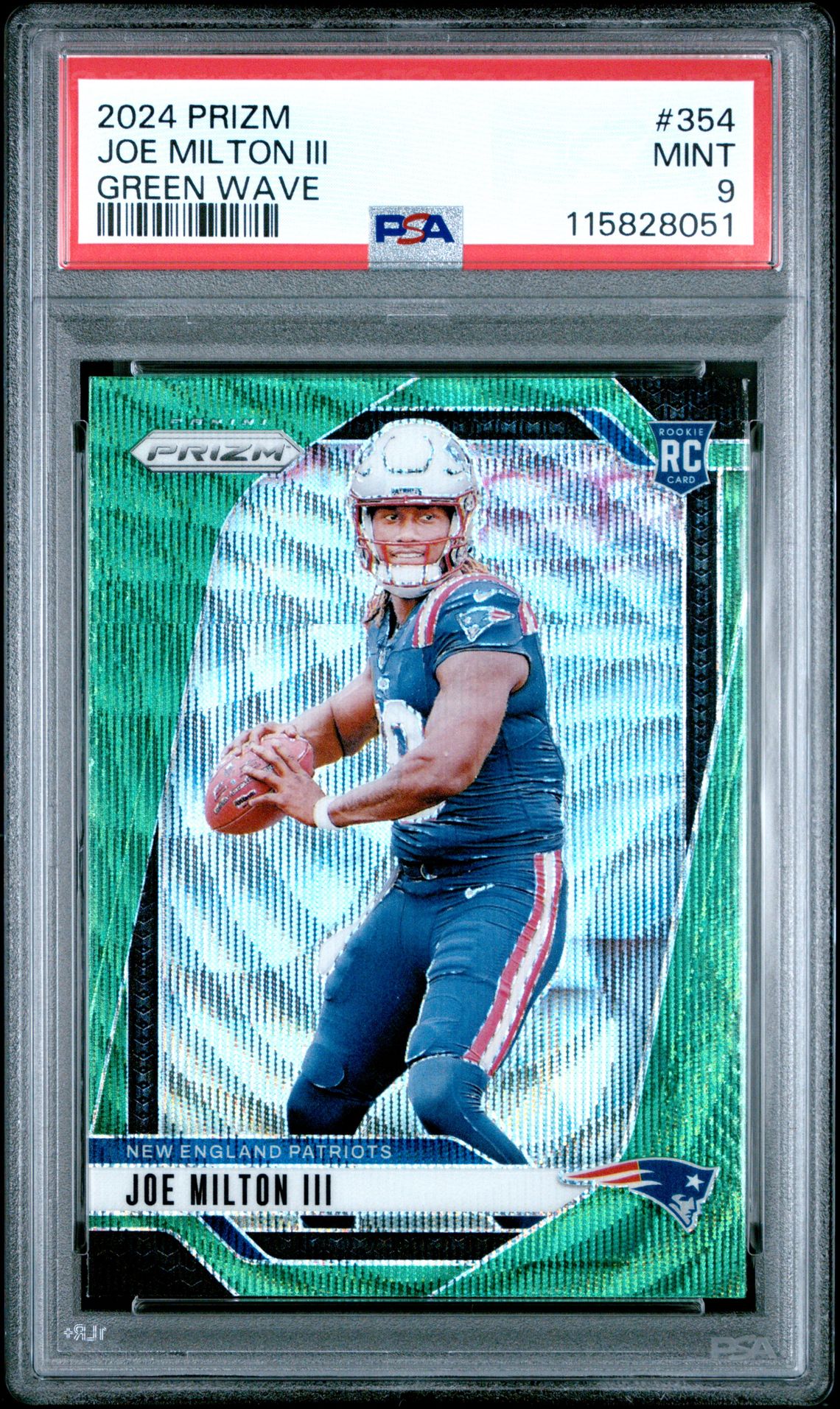 2024 Panini Prizm Joe Milton Iii #354 (Green Wave) Mint 9 front