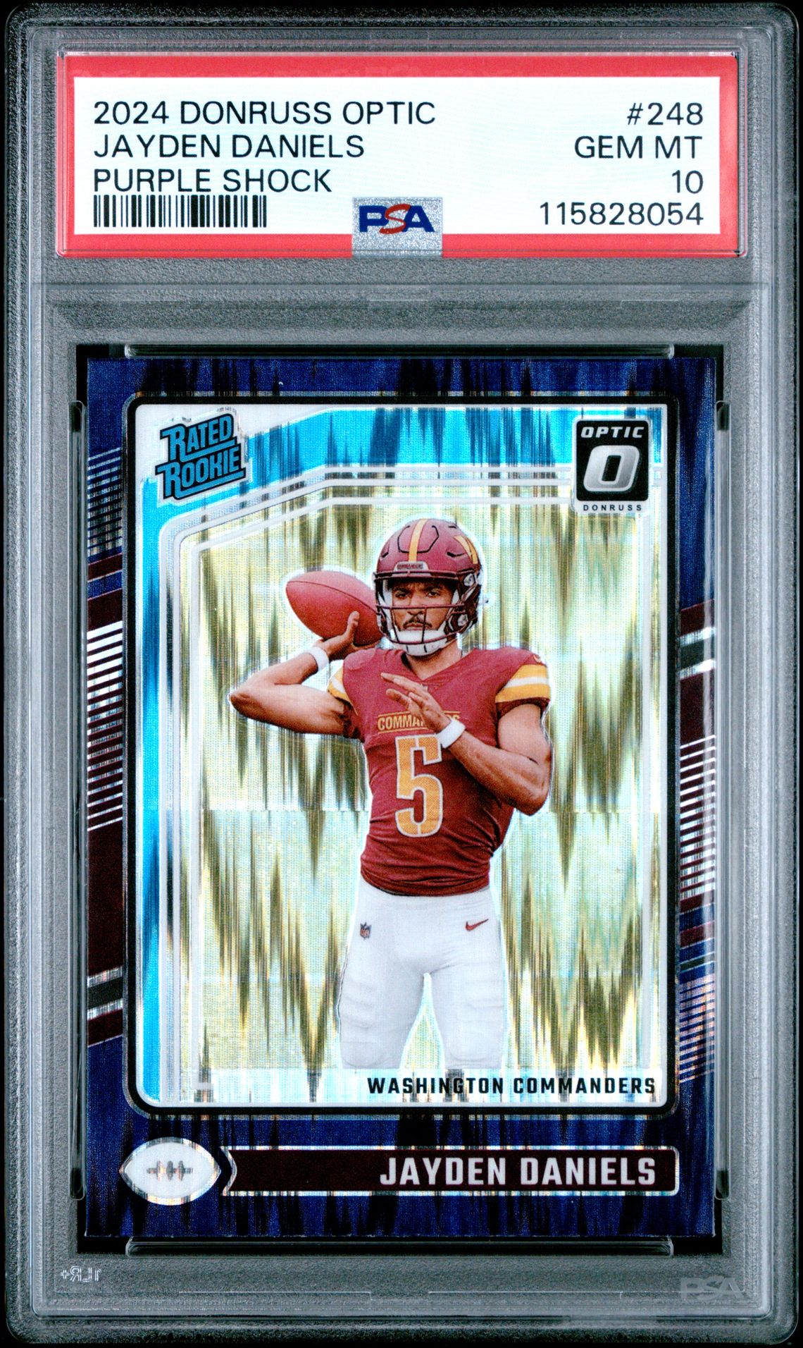 2024 Panini Donruss Optic Jayden Daniels #248 (Purple Shock) Gem Mt 10 front