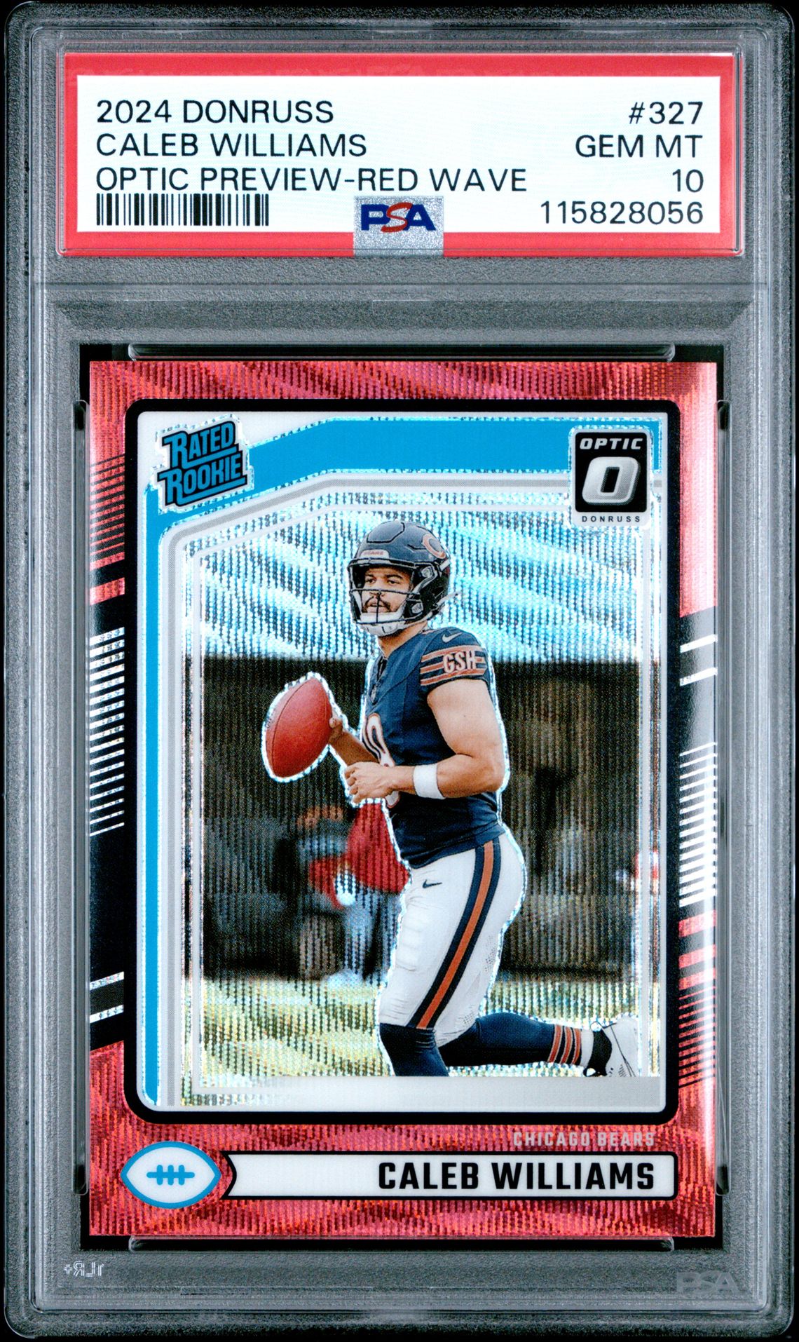 2024 Panini Donruss Caleb Williams #327 (Optic Preview-Red Wave) Gem Mt 10 front