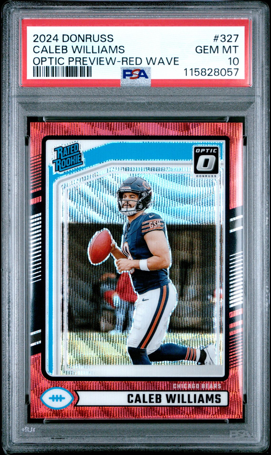 2024 Panini Donruss Caleb Williams #327 (Optic Preview-Red Wave) Gem Mt 10 front