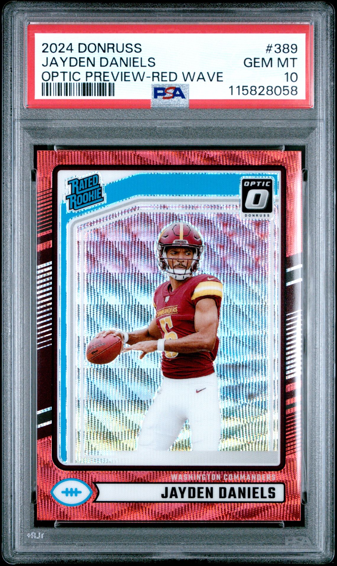 2024 Panini Donruss Jayden Daniels #389 (Optic Preview-Red Wave) Gem Mt 10 front