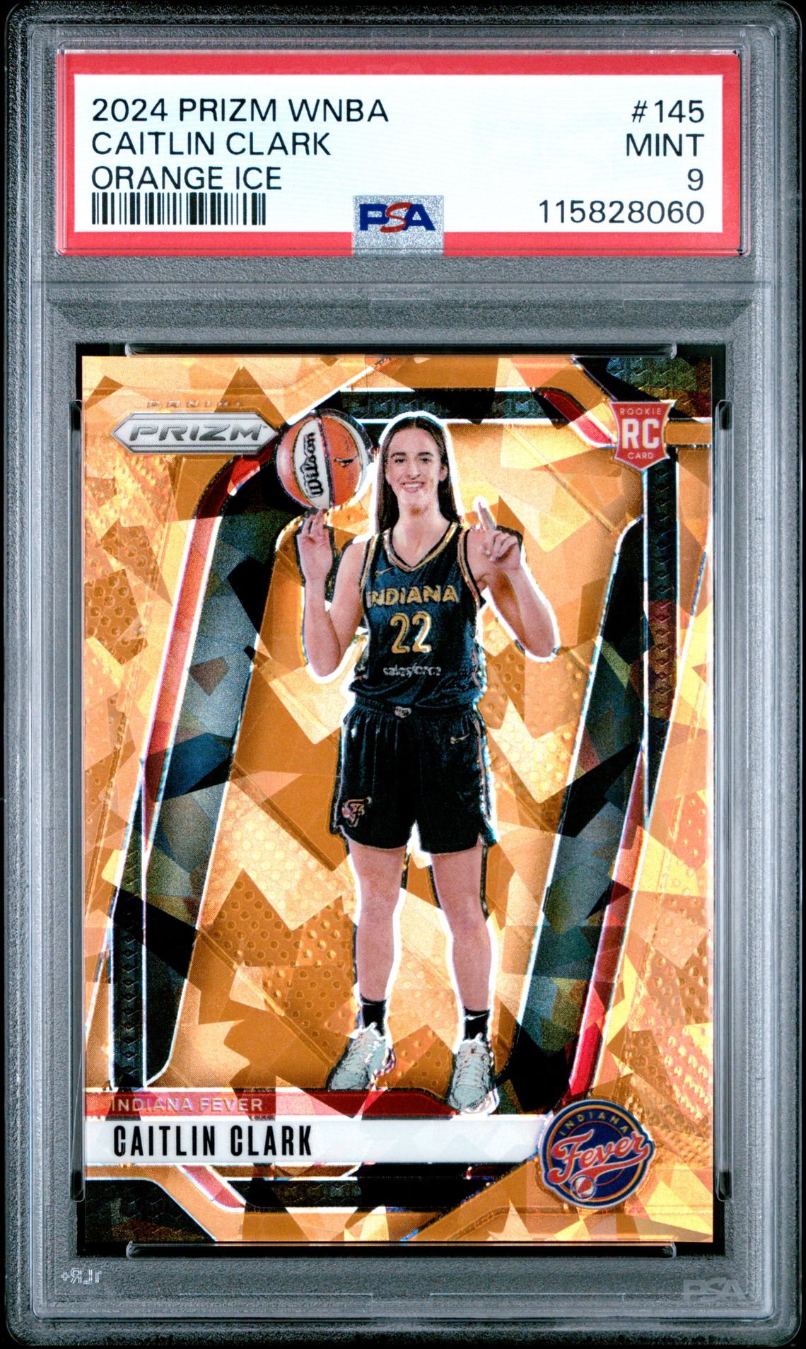 2024 Panini Prizm Wnba Caitlin Clark #145 (Orange Ice) Mint 9 front