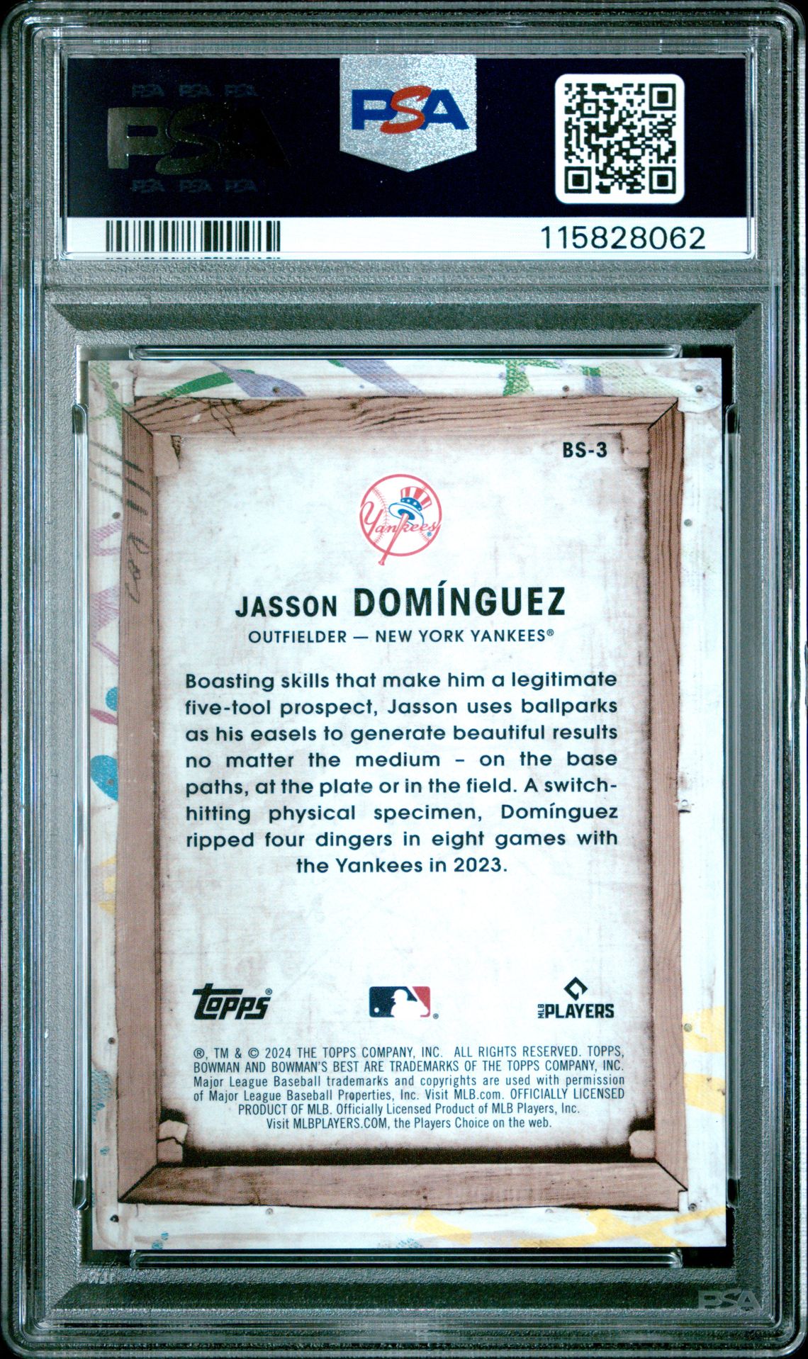 2024 Bowman's Best Bowman Showpieces Jasson Dominguez #Bs3 Gem Mt 10 back