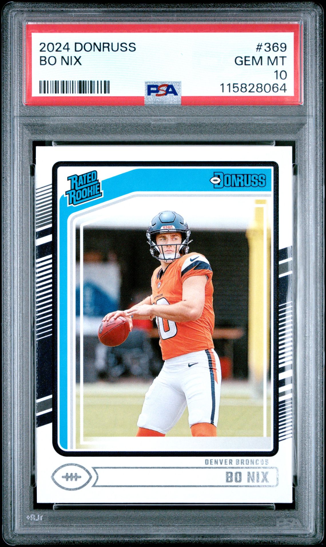 2024 Panini Donruss Bo Nix #369 Gem Mt 10 front