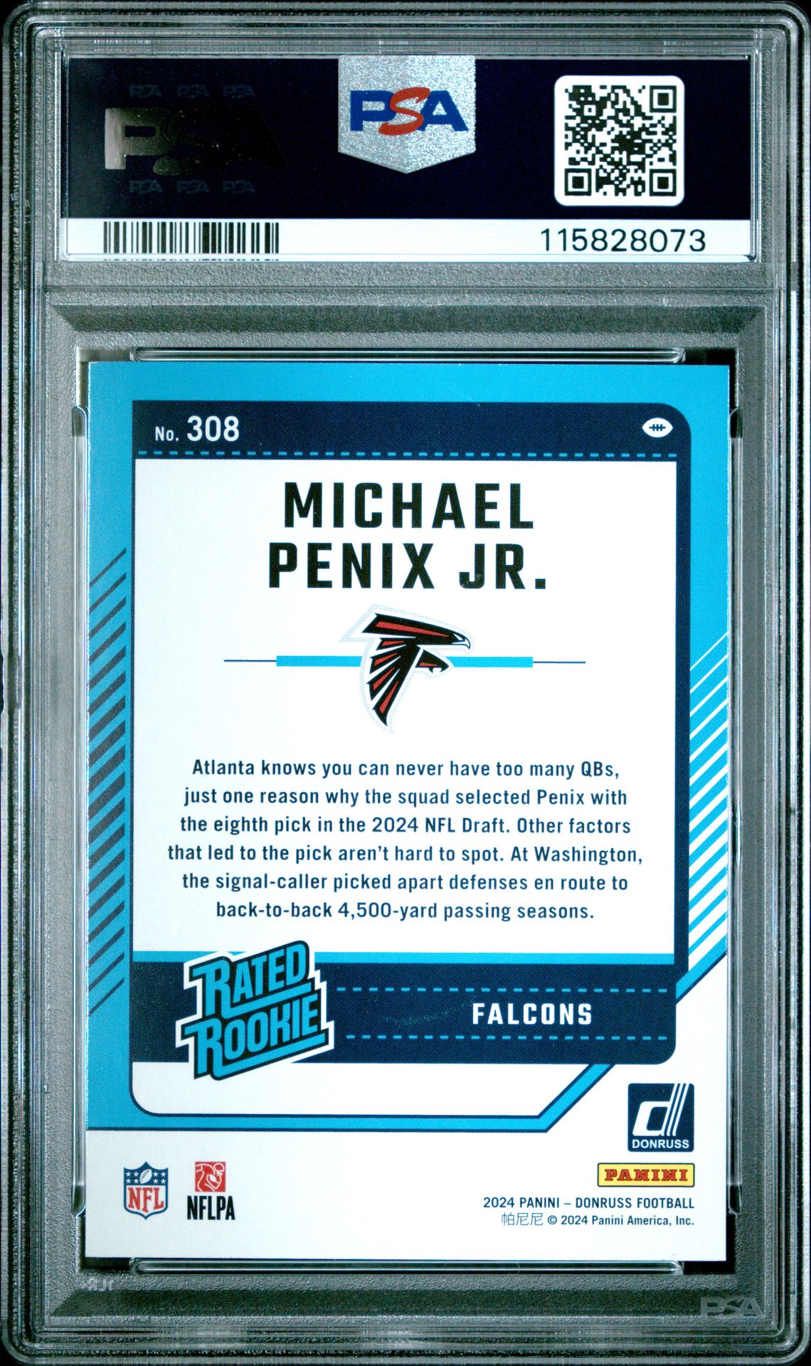 2024 Panini Donruss Michael Penix Jr. #308 Mint 9 back
