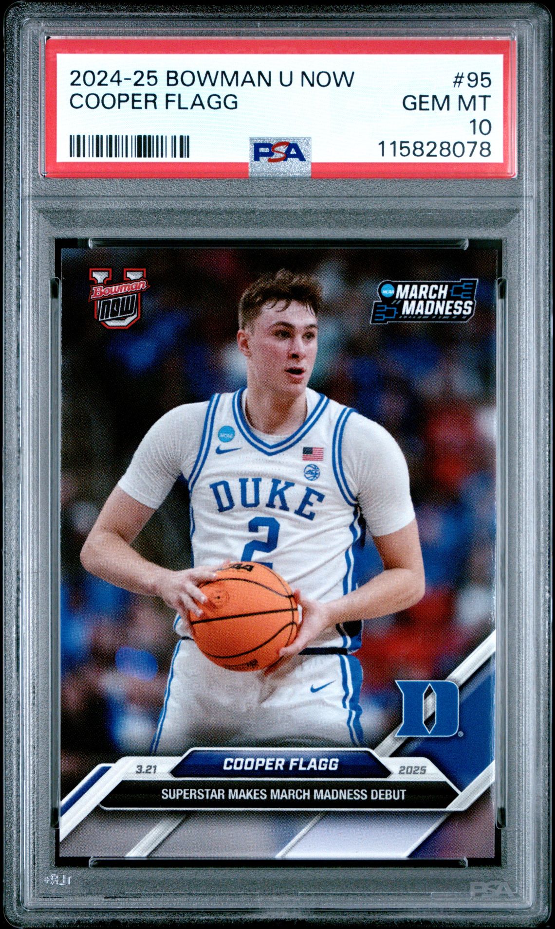 2024-25 Bowman U Now Cooper Flagg #95 Gem Mt 10 front