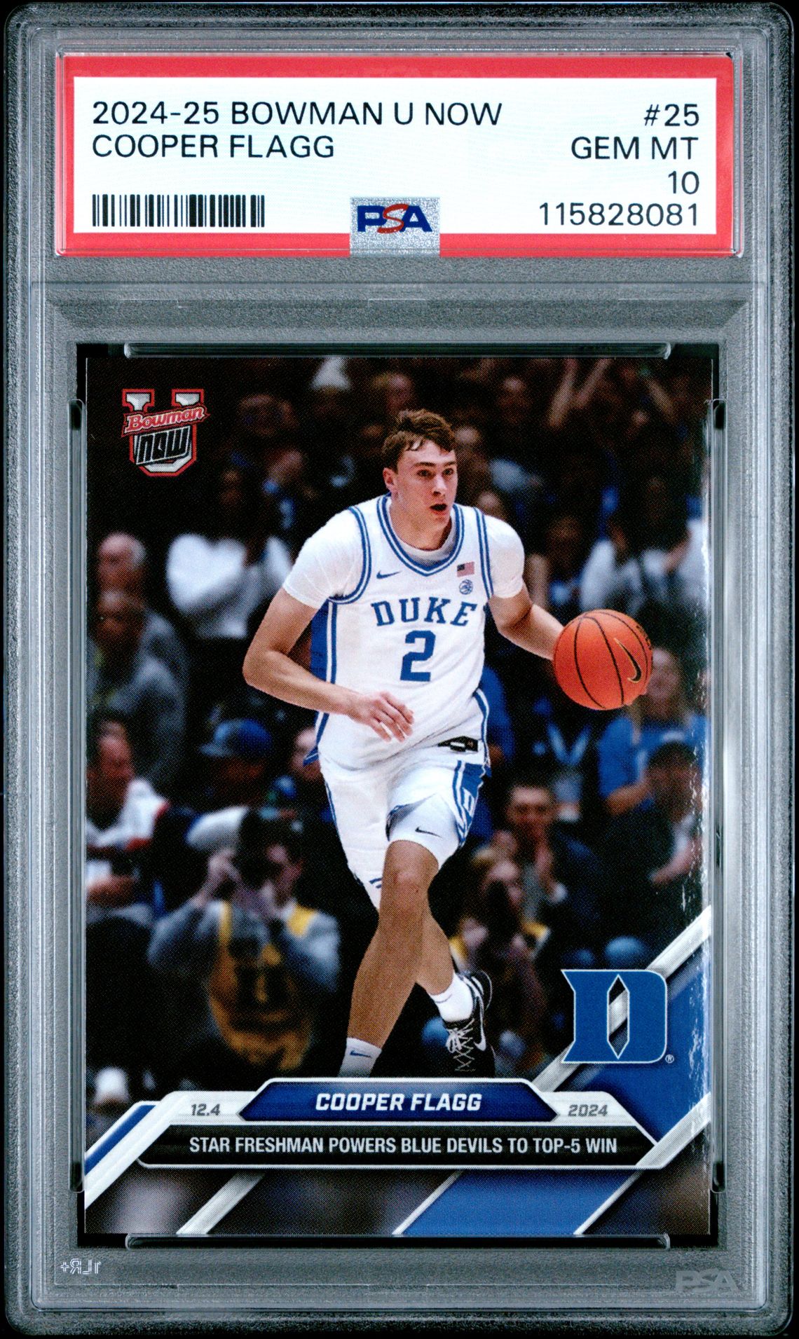 2024-25 Bowman U Now Cooper Flagg #25 Gem Mt 10 front