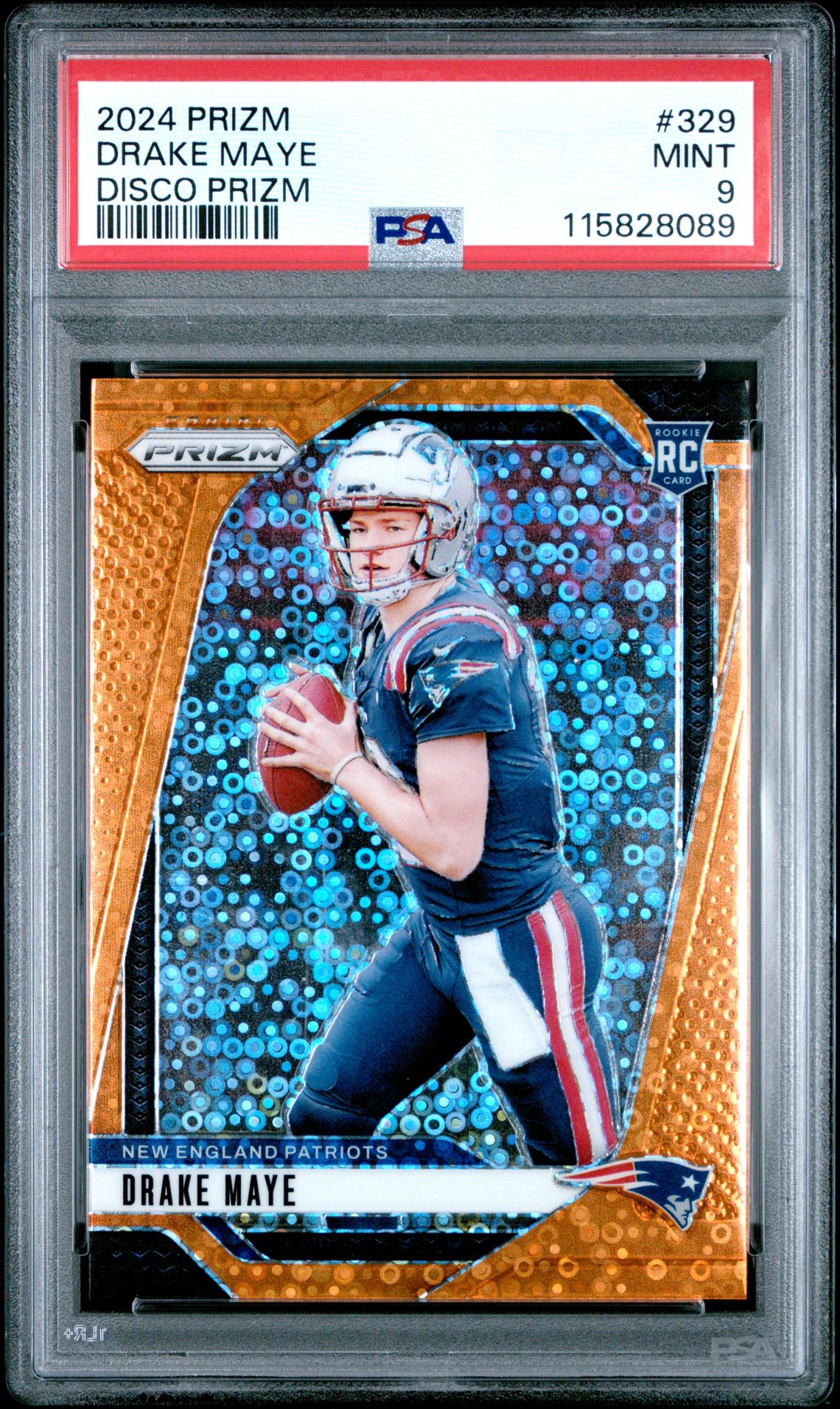 2024 Panini Prizm Drake Maye #329 (Disco Prizm) Mint 9 front