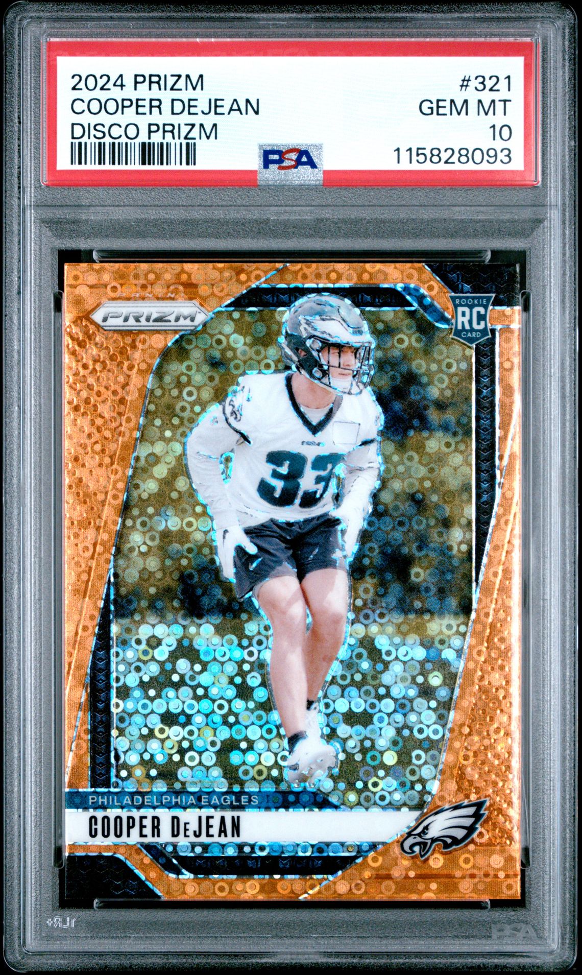 2024 Panini Prizm Cooper Dejean #321 (Disco Prizm) Gem Mt 10 front