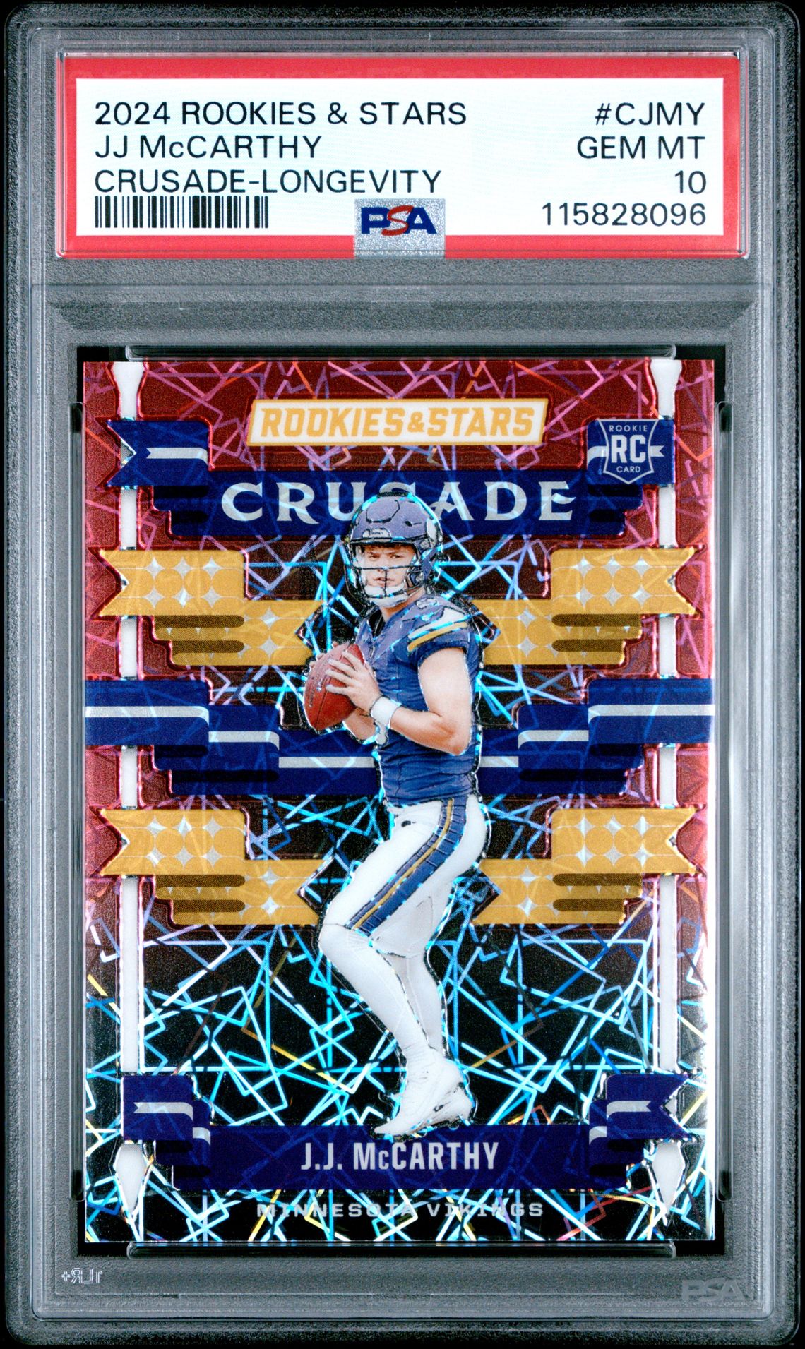 2024 Panini Rookies & Stars Crusade Jj Mccarthy #Cjmy (Crusade-Longevity) Gem Mt 10 front