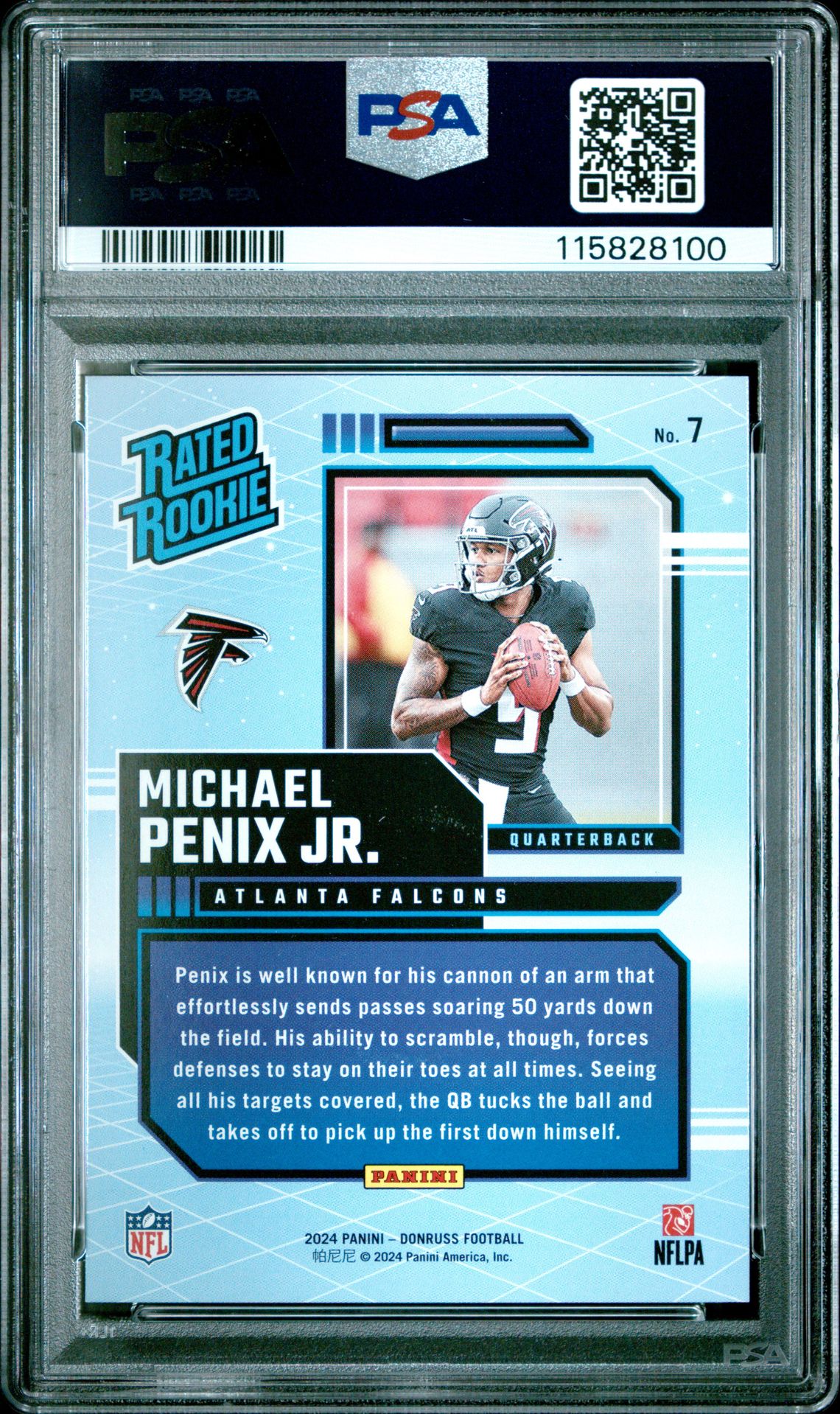 2024 Panini Donruss Rated Rookies Retro Michael Penix Jr. #7 Gem Mt 10 back