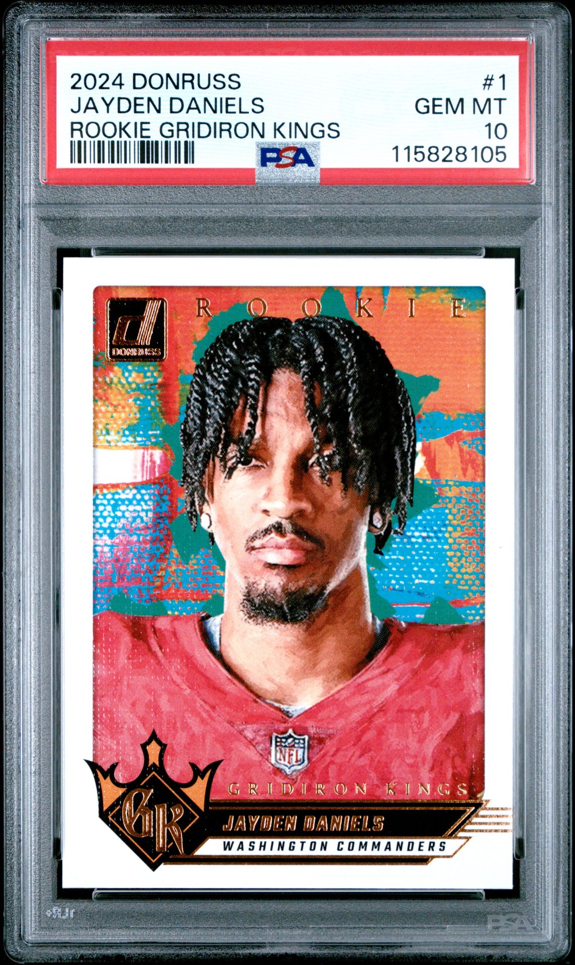 2024 Panini Donruss Rookie Gridiron Kings Jayden Daniels #1 Gem Mt 10 front