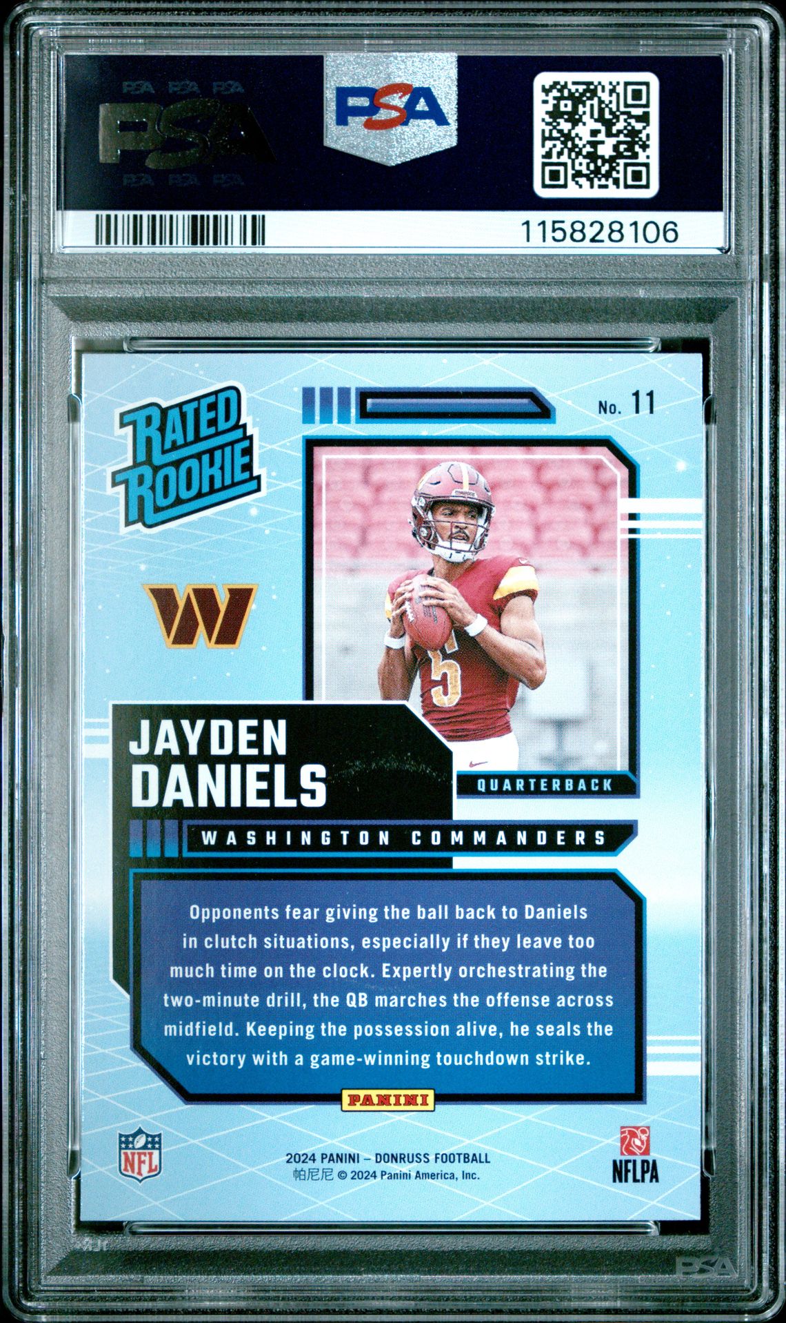 2024 Panini Donruss Rated Rookies Retro Jayden Daniels #11 Gem Mt 10 back