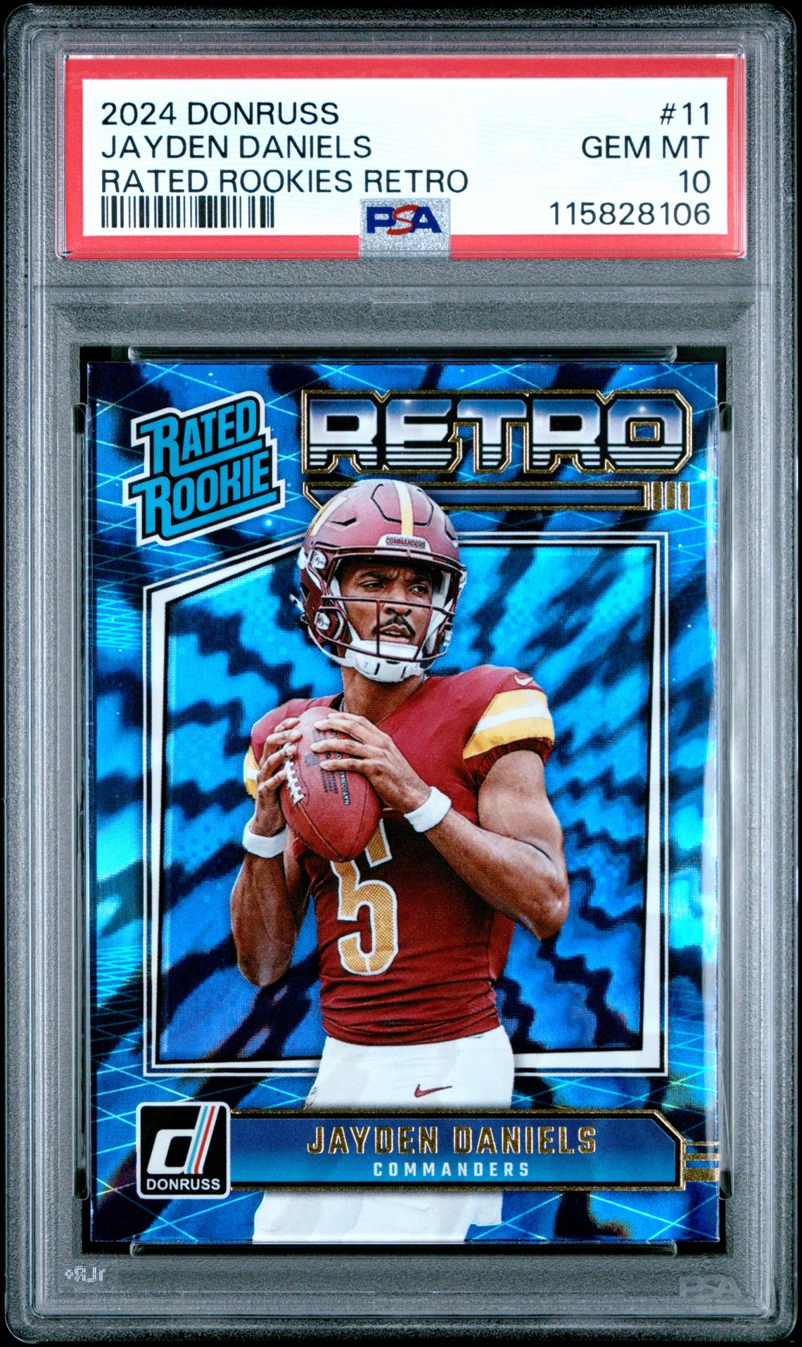 2024 Panini Donruss Rated Rookies Retro Jayden Daniels #11 Gem Mt 10 front