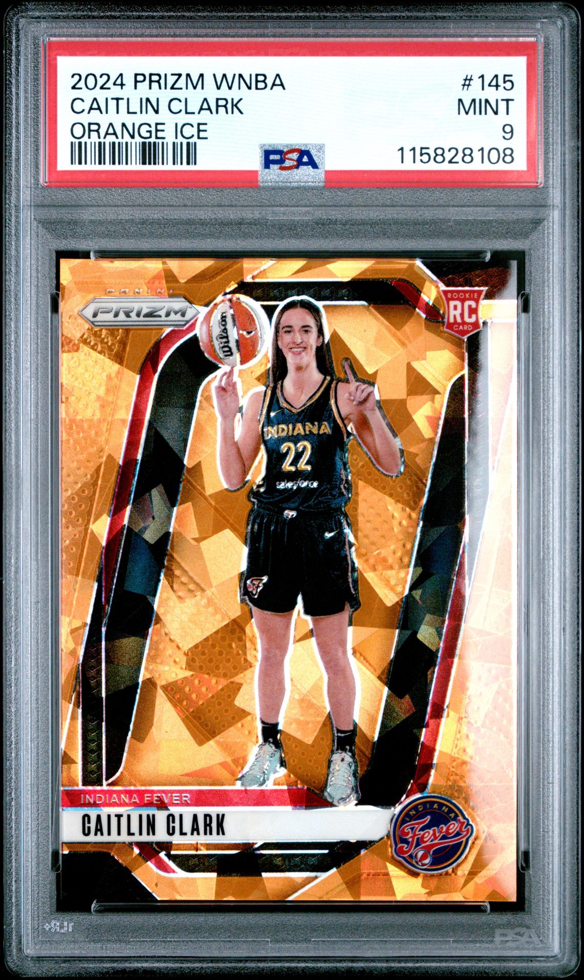 2024 Panini Prizm Wnba Caitlin Clark #145 (Orange Ice) Mint 9 front