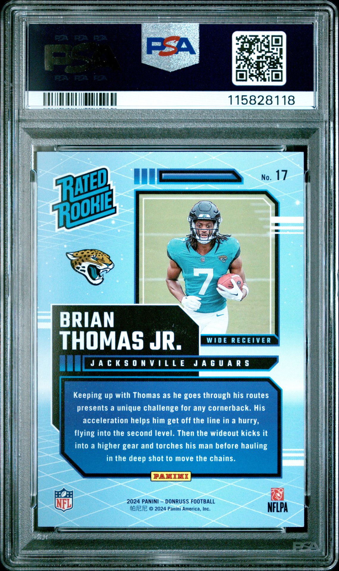 2024 Panini Donruss Rated Rookies Retro Brian Thomas Jr. #17 Gem Mt 10 back