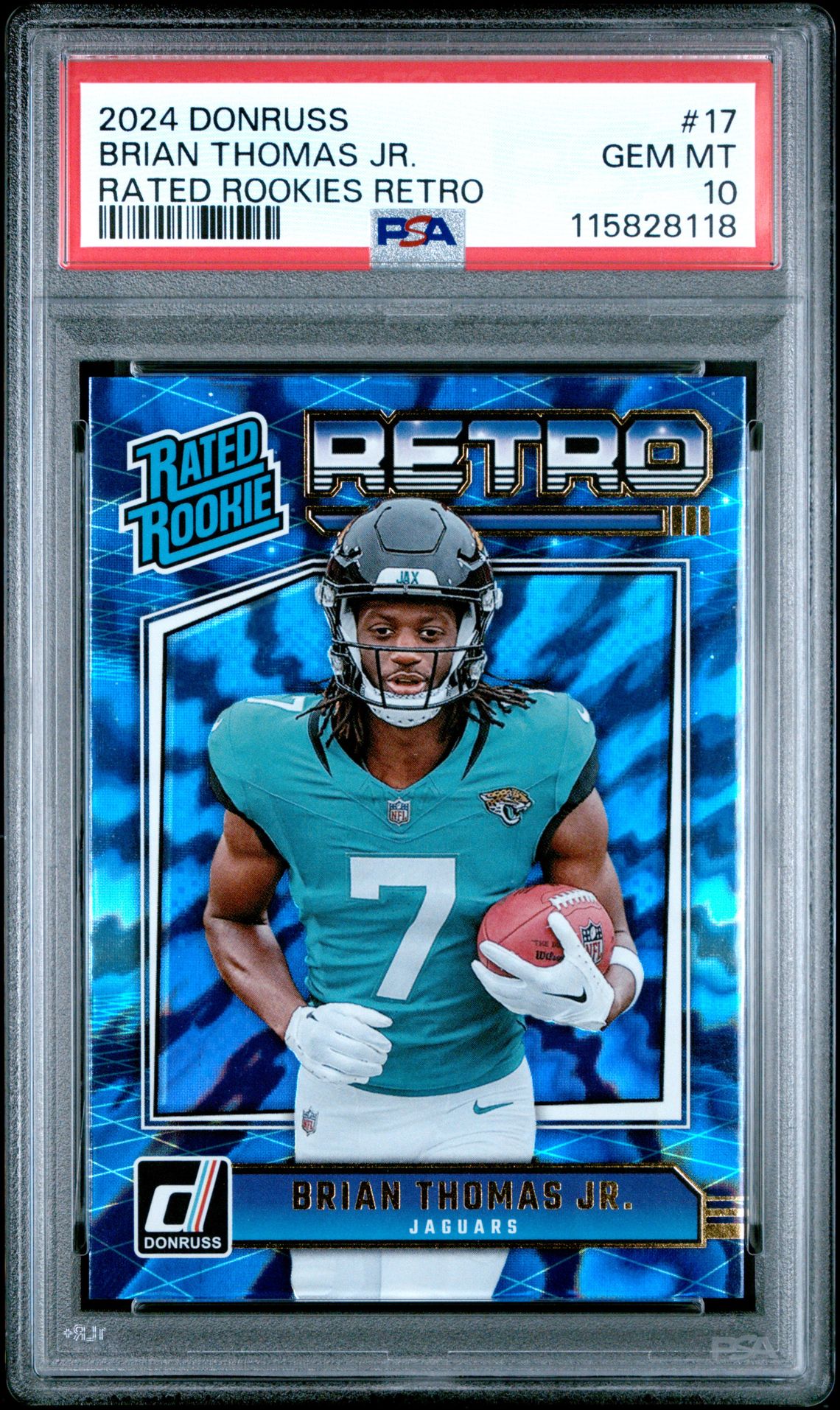 2024 Panini Donruss Rated Rookies Retro Brian Thomas Jr. #17 Gem Mt 10 front