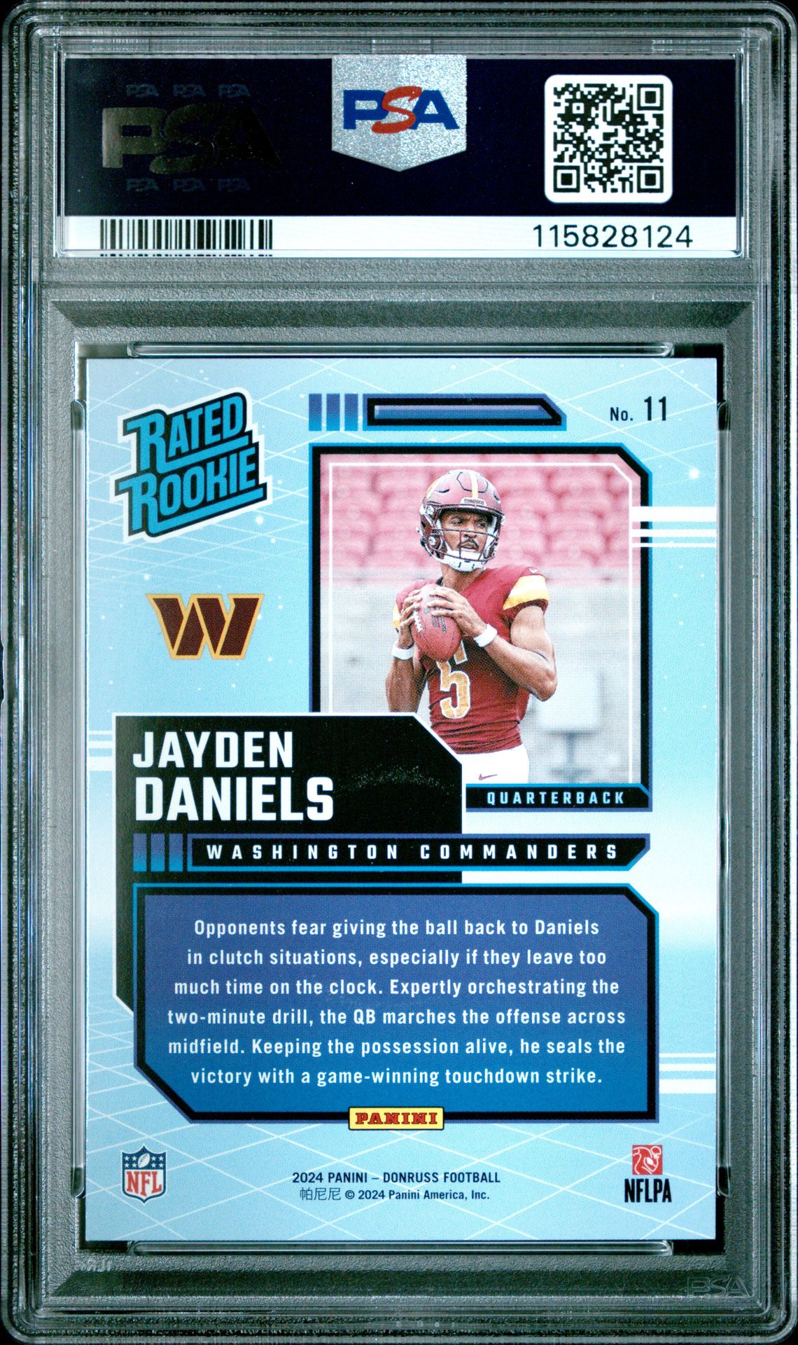 2024 Panini Donruss Rated Rookies Retro Jayden Daniels #11 Gem Mt 10 back