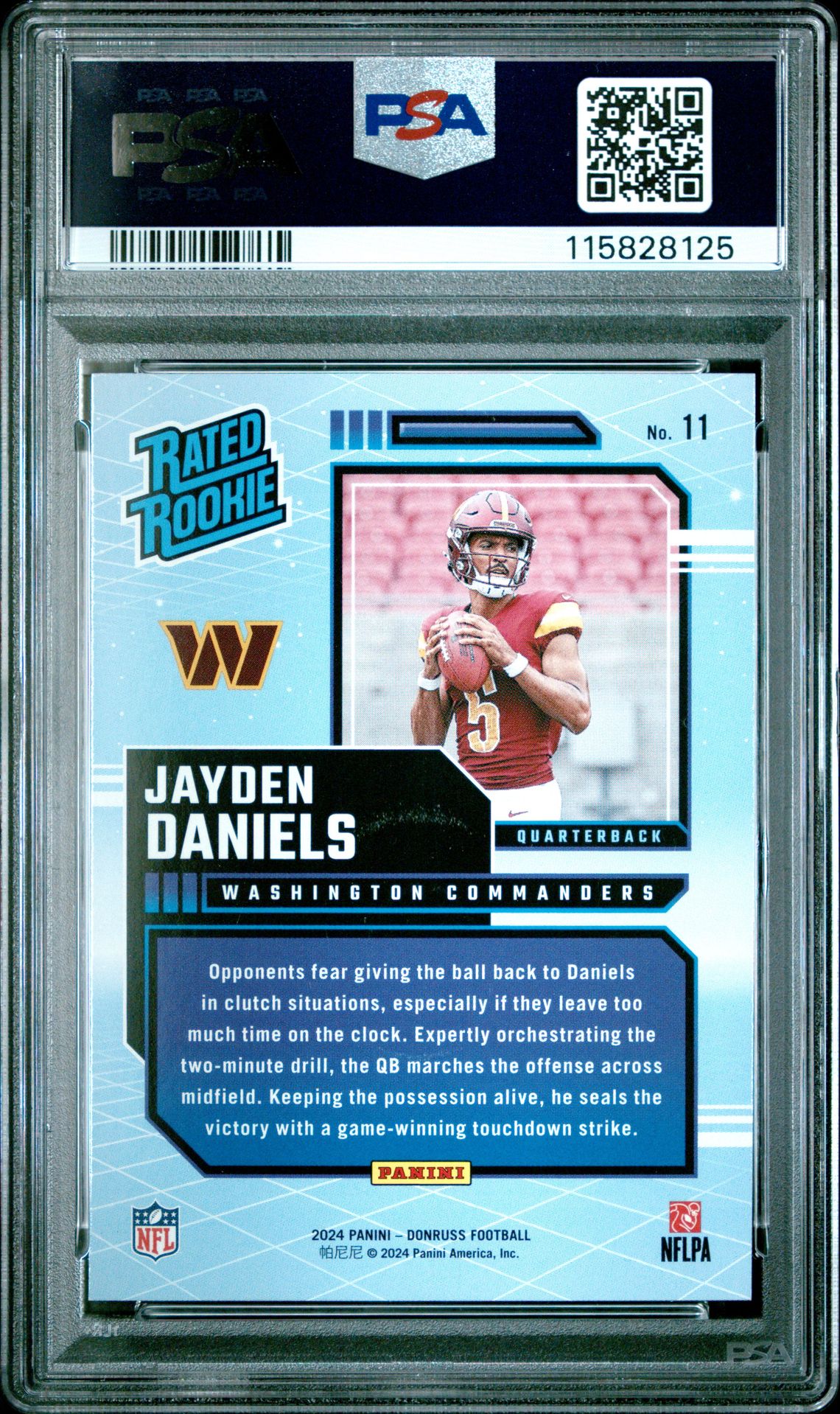2024 Panini Donruss Rated Rookies Retro Jayden Daniels #11 Gem Mt 10 back
