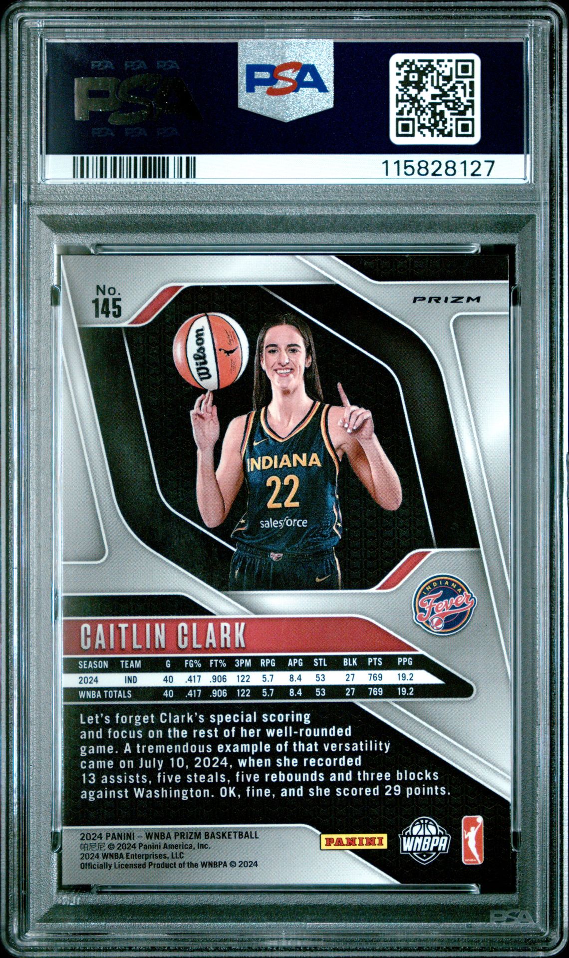 2024 Panini Prizm Wnba Caitlin Clark #145 (Ice) Nm-Mt 8 back