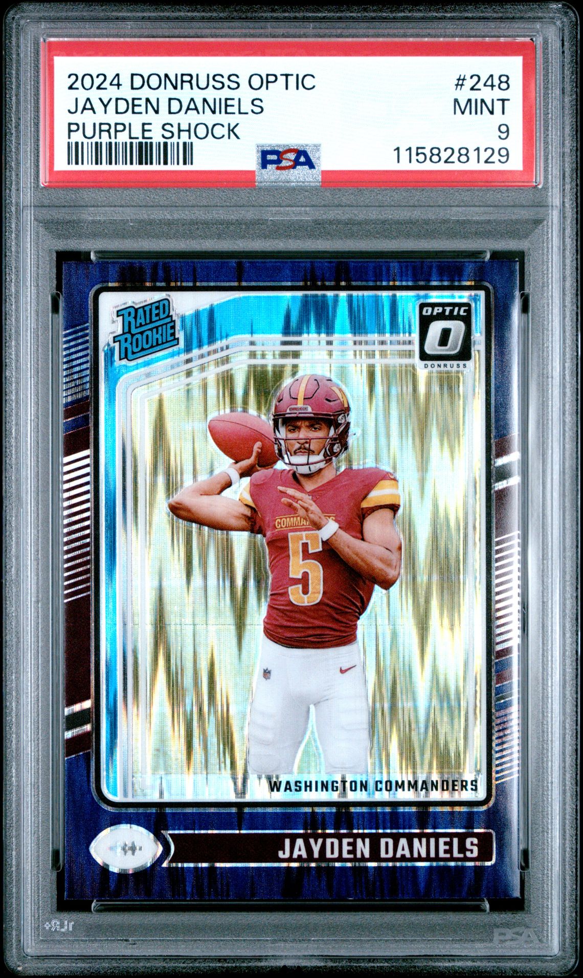 2024 Panini Donruss Optic Jayden Daniels #248 (Purple Shock) Mint 9 front