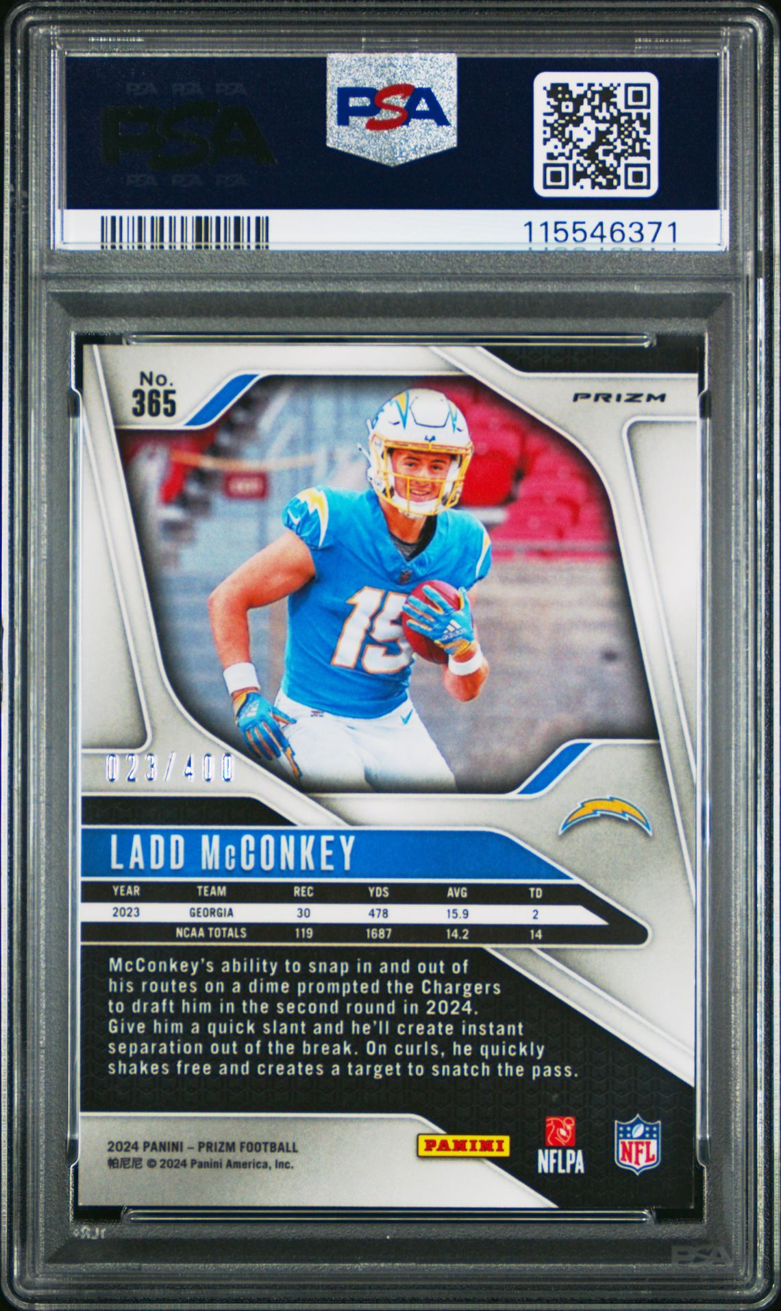 2024 Panini Prizm Ladd Mcconkey #365 (Pandora) Mint 9 back