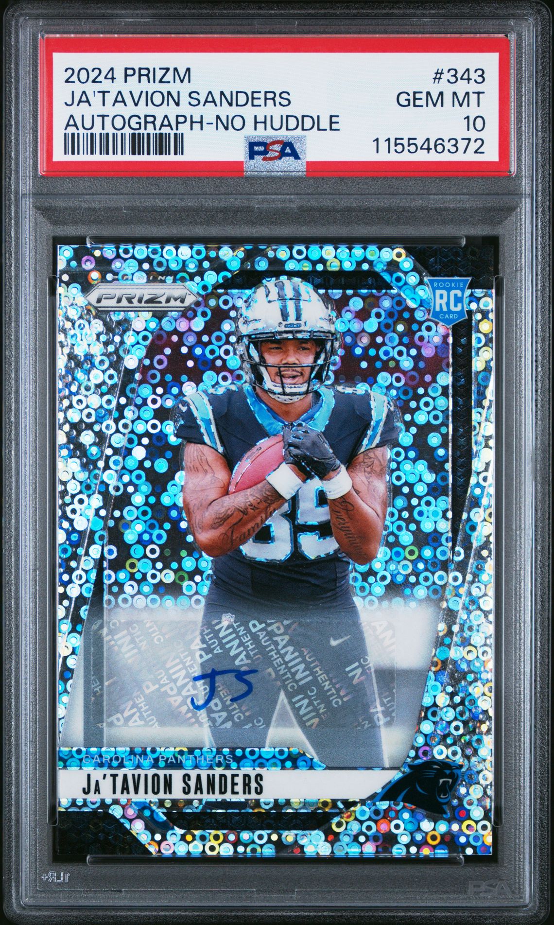 2024 Panini Prizm Ja'tavion Sanders #343 (Autograph-No Huddle) Gem Mt 10 front