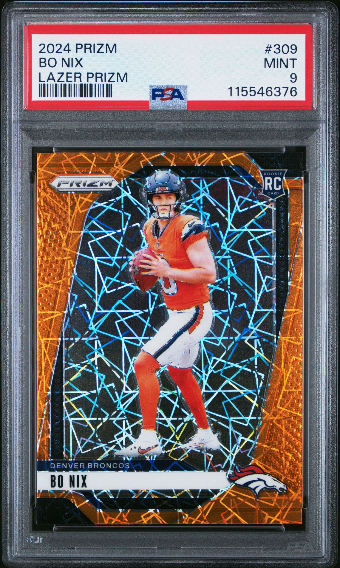 2024 Panini Prizm Bo Nix #309 (Lazer Prizm) Mint 9 front