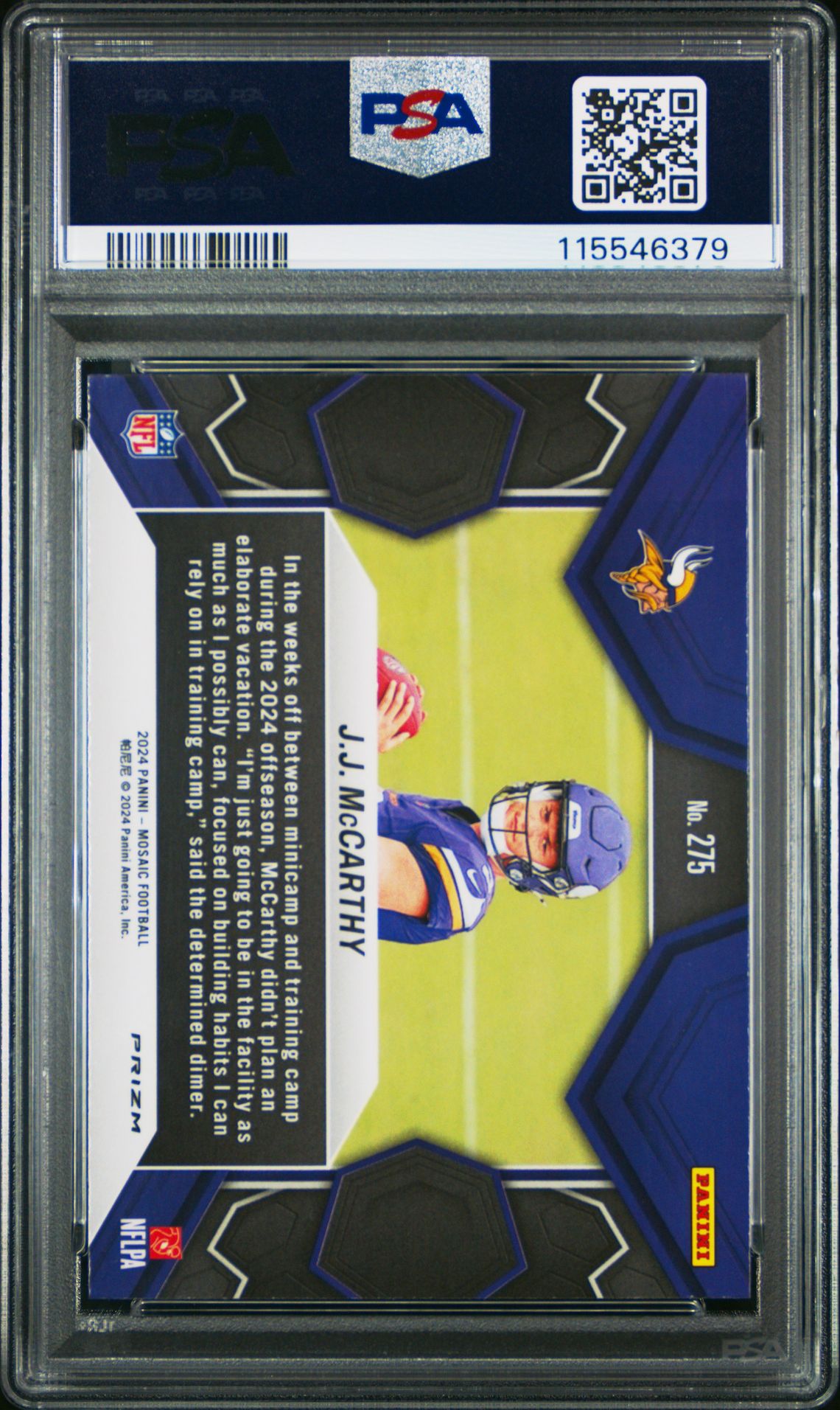 2024 Panini Mosaic Jj Mccarthy #275 (Green) Mint 9 back