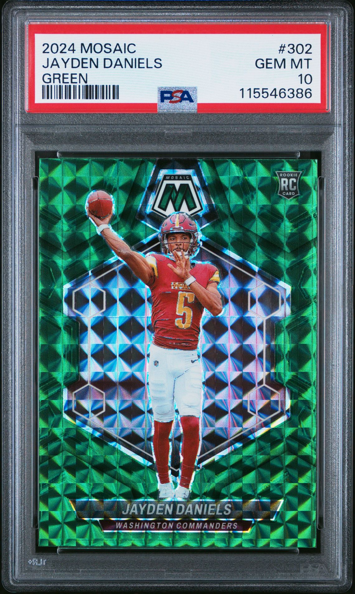 2024 Panini Mosaic Jayden Daniels #302 (Green) Gem Mt 10 front