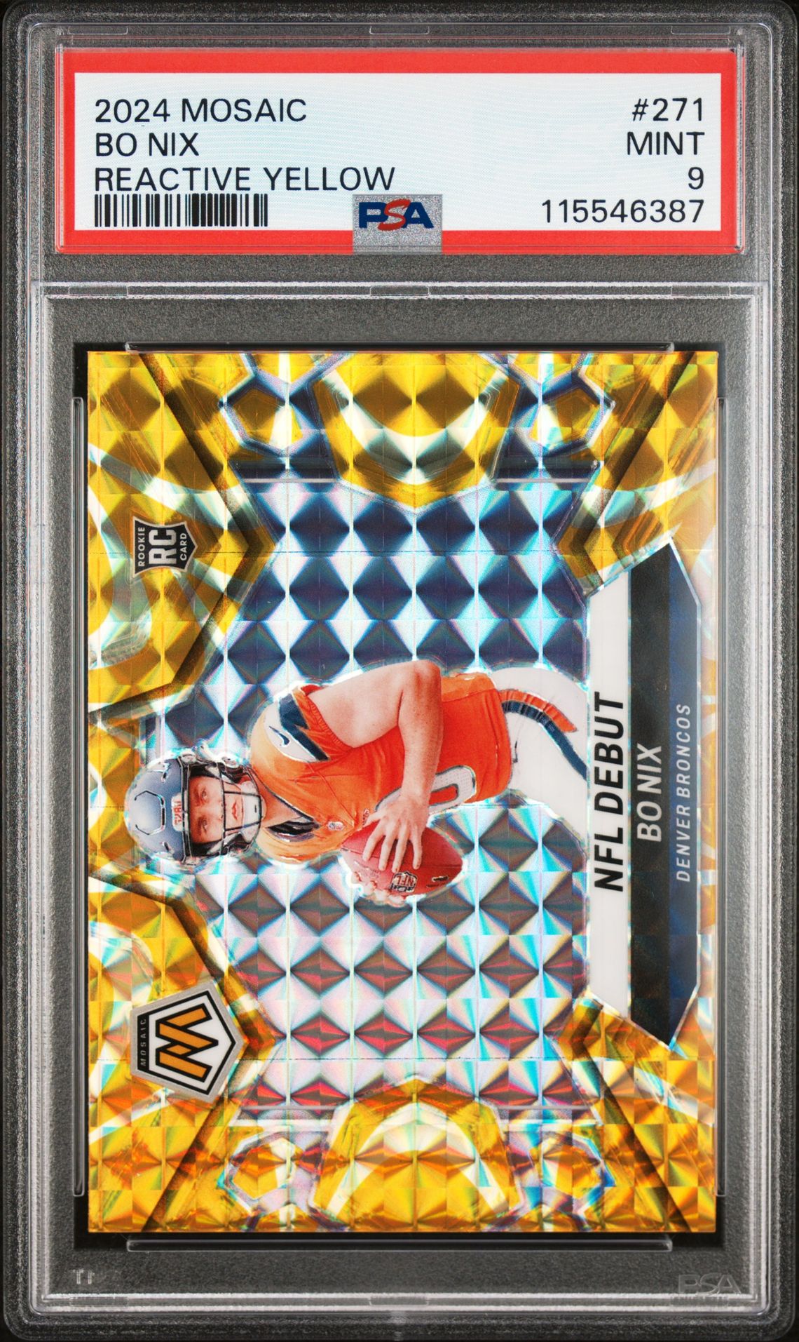 2024 Panini Mosaic Bo Nix #271 (Reactive Yellow) Mint 9 front