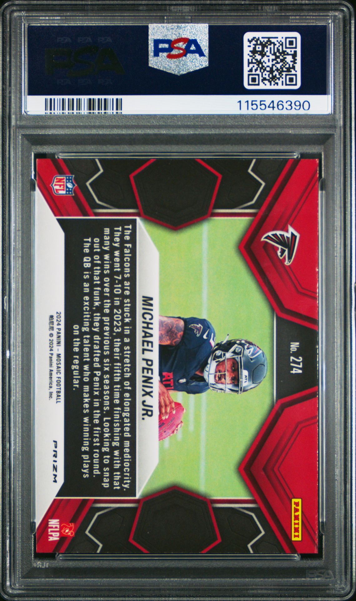 2024 Panini Mosaic Michael Penix Jr. #274 (Reactive Yellow) Mint 9 back