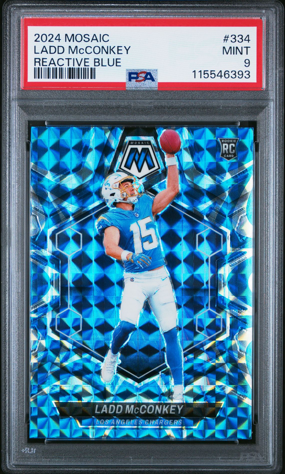 2024 Panini Mosaic Ladd Mcconkey #334 (Reactive Blue) Mint 9 front